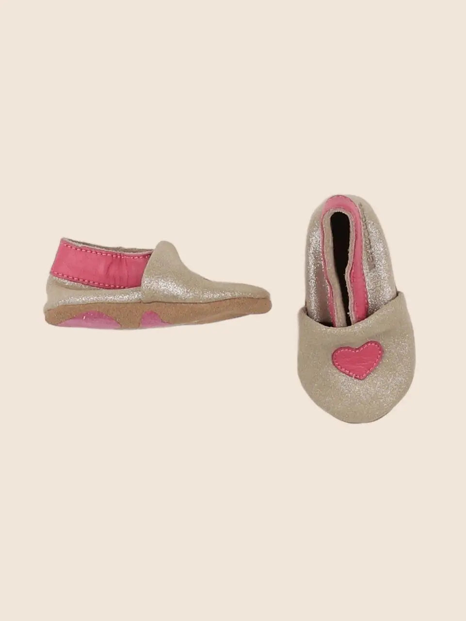 Vertbaudet - chaussons or, rose - pointure 16/17