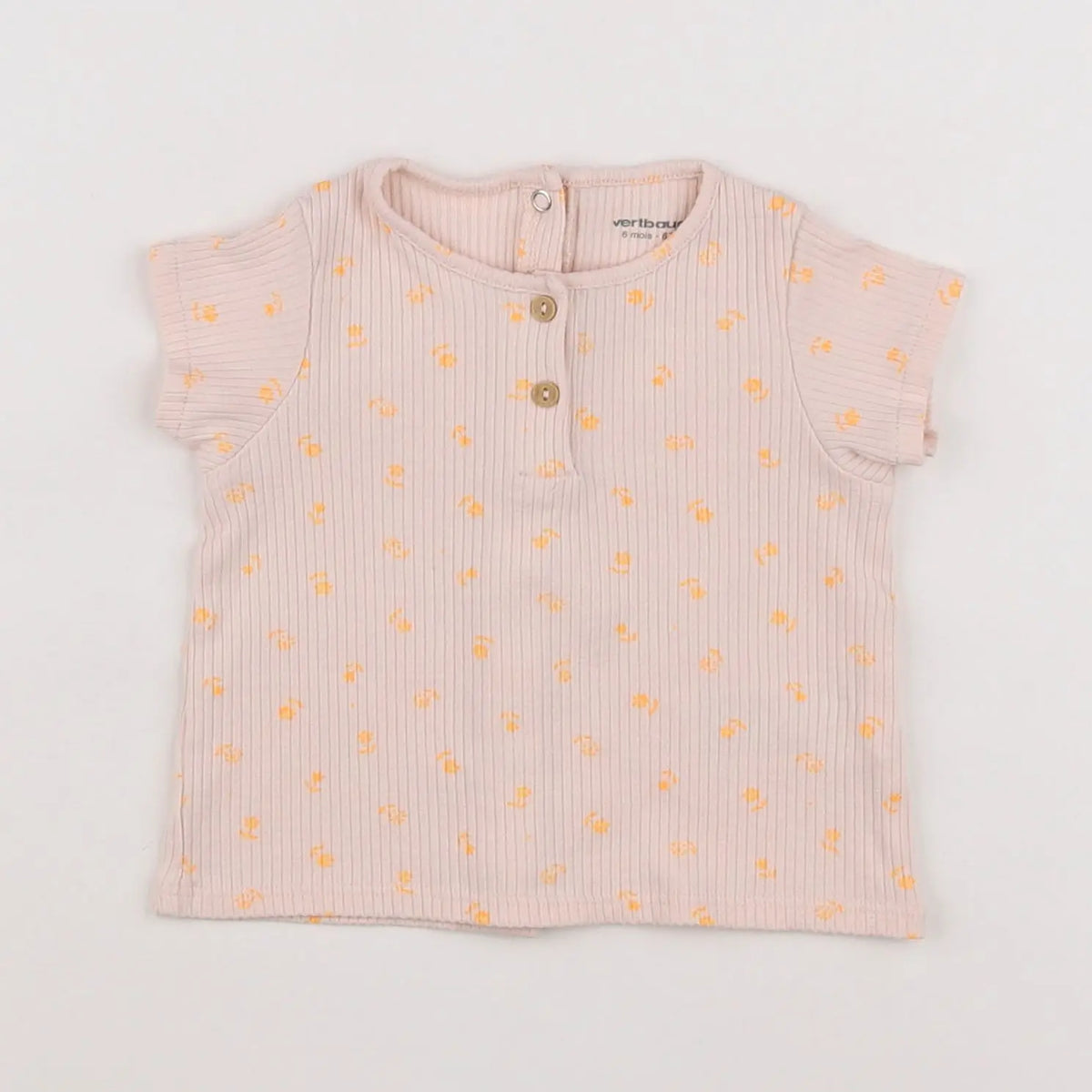 Vertbaudet - tee-shirt orange, rose - 6 mois