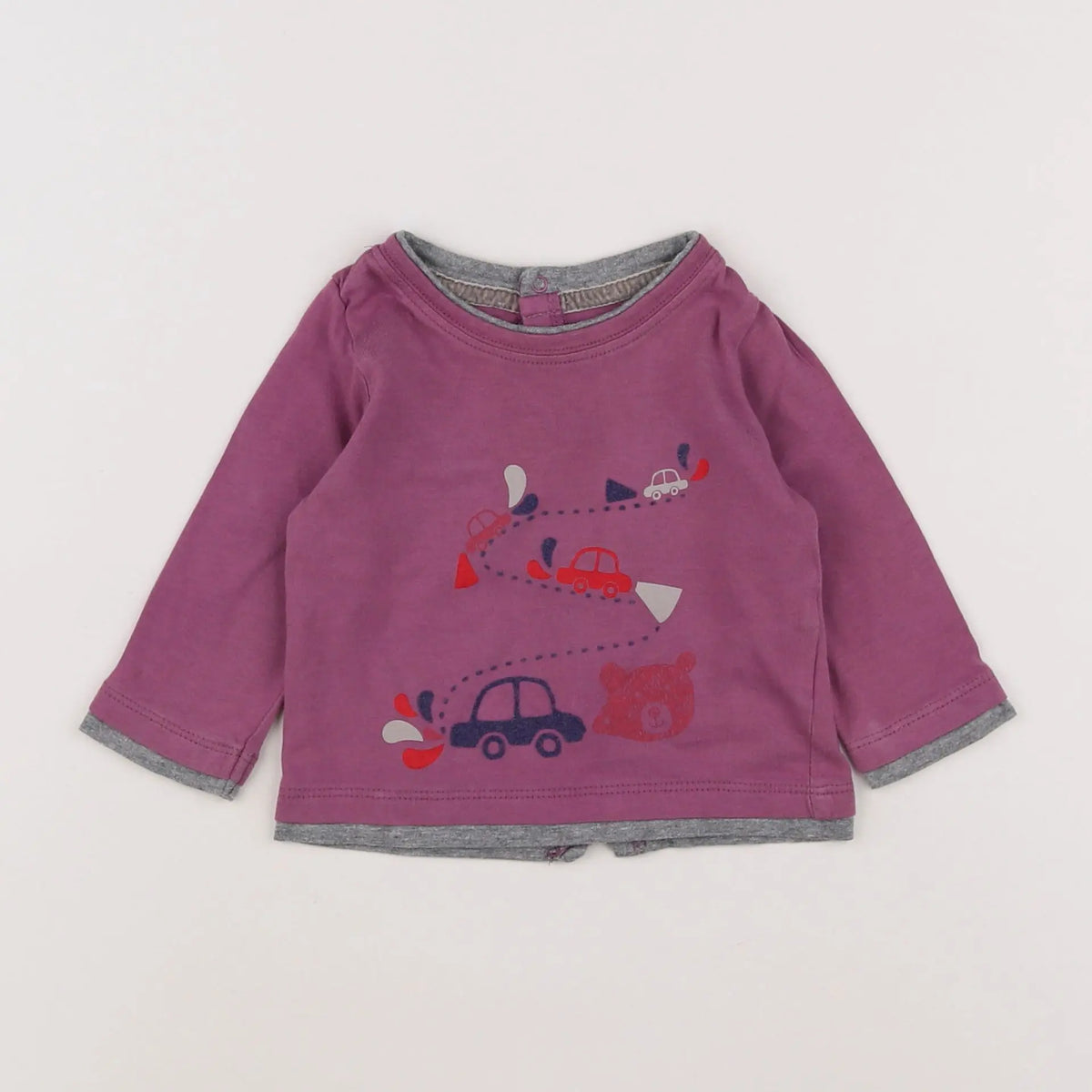 Vertbaudet - tee-shirt violet, multicolore - 6 mois