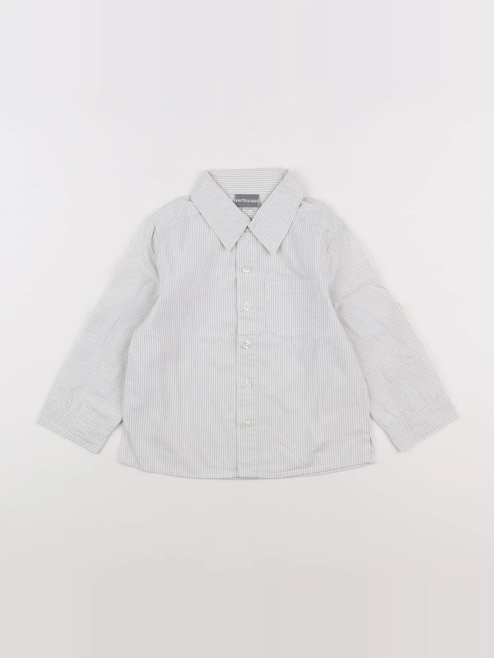 Vertbaudet - chemise blanc, gris - 3 ans