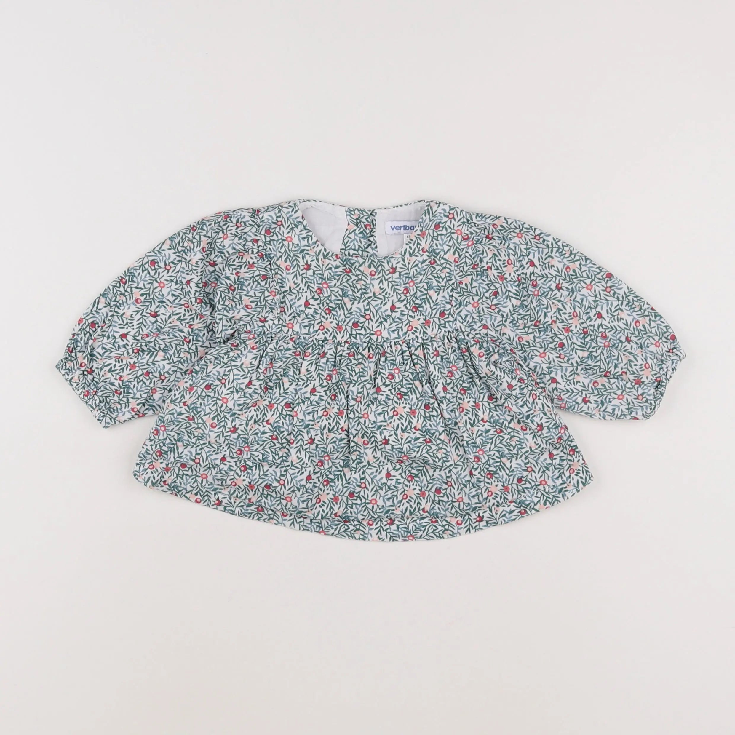 Vertbaudet - blouse blanc, vert - 6 mois