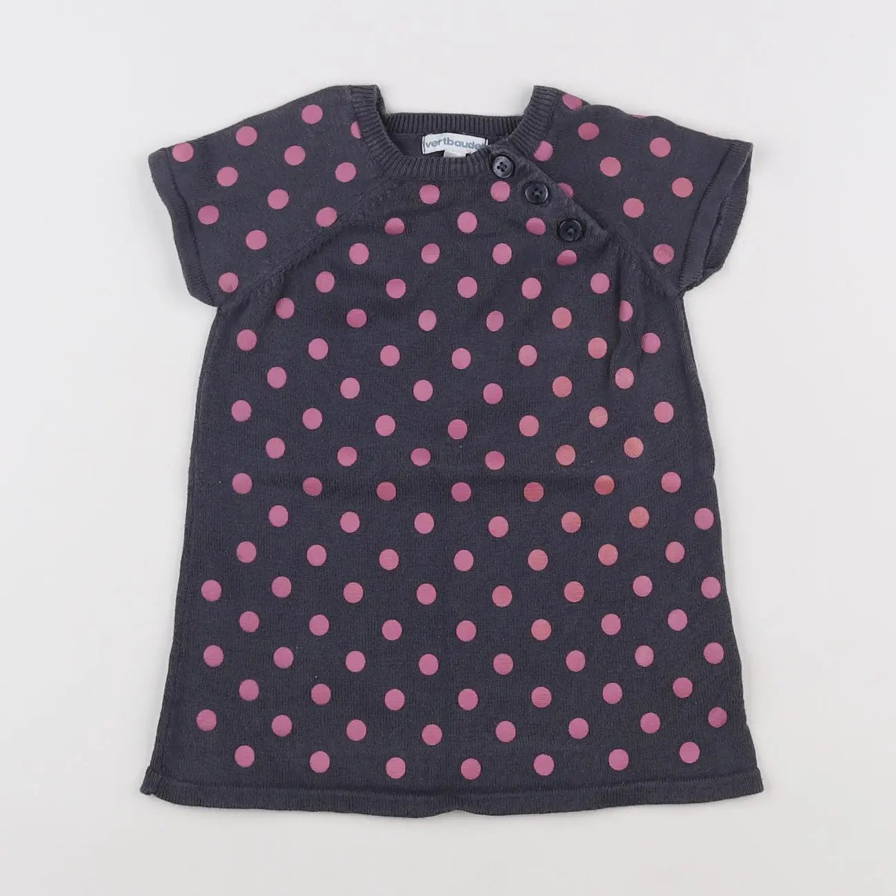 Vertbaudet - robe gris, rose - 9 mois