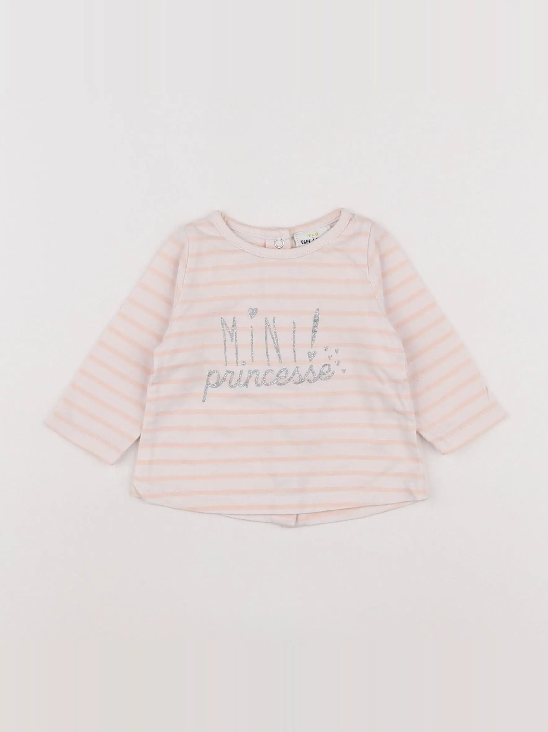 Tape à l'oeil - tee-shirt blanc, rose, argent - 3 mois