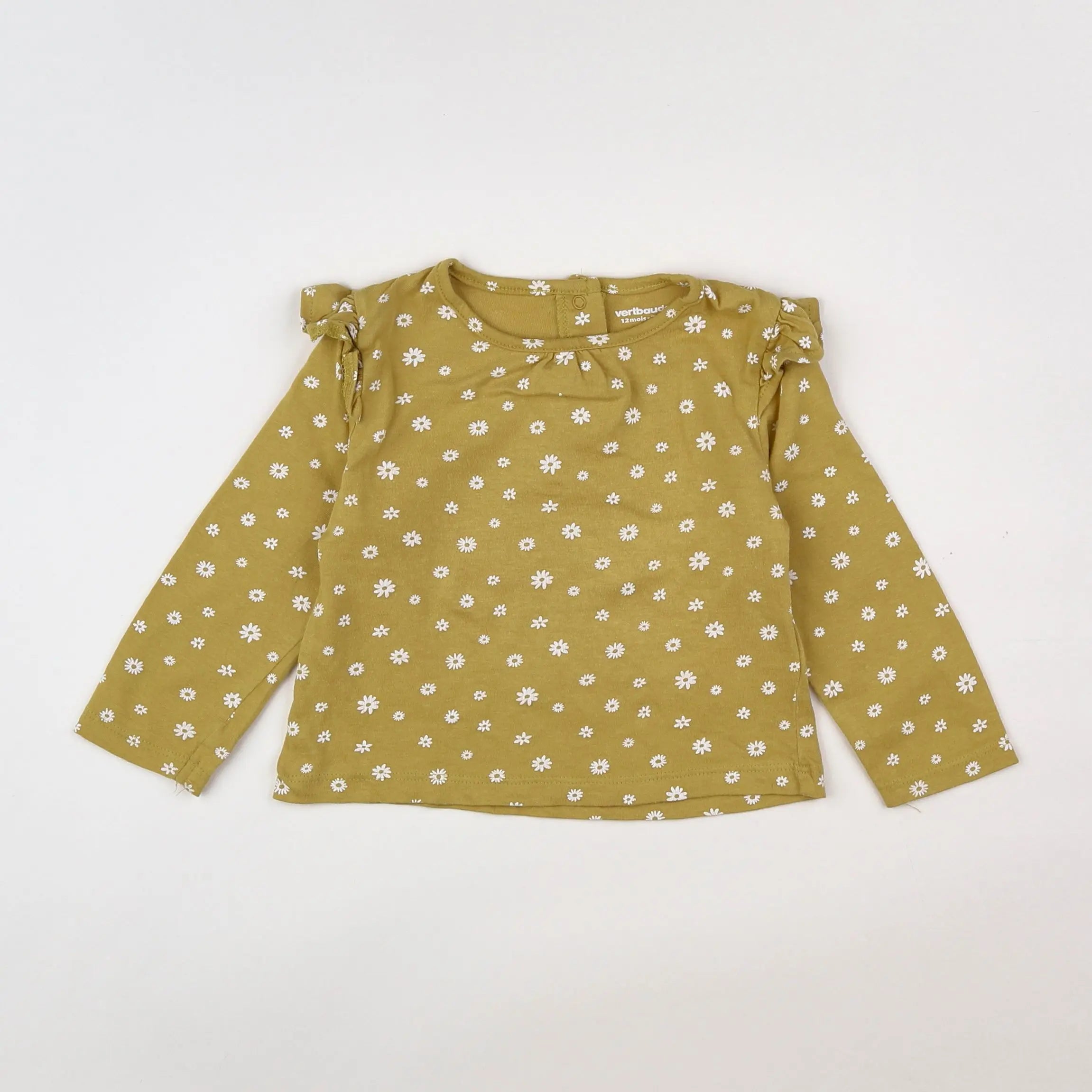 Vertbaudet - tee-shirt blanc, jaune - 12 mois