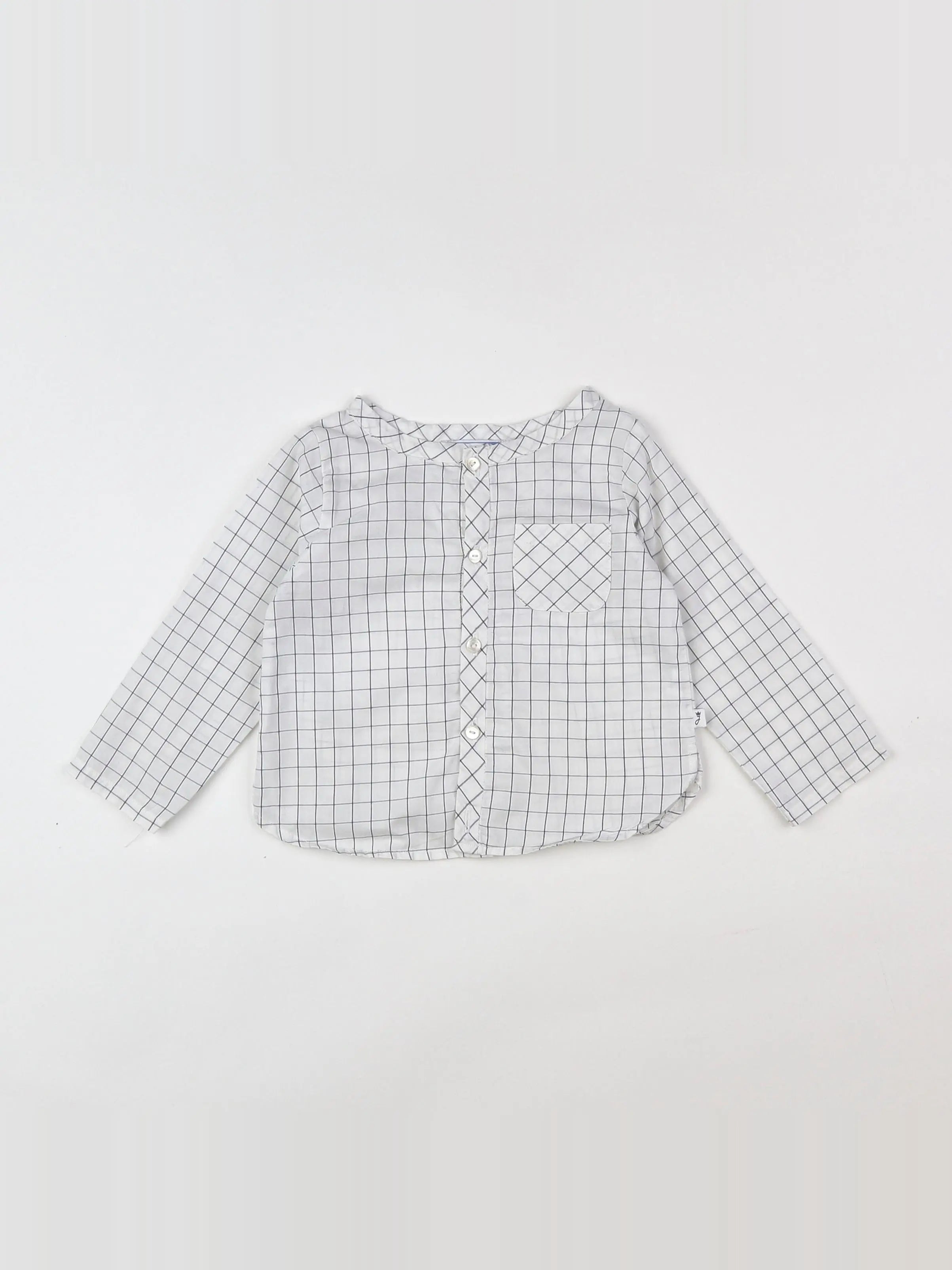 Jacadi - chemise blanc, gris - 12 mois