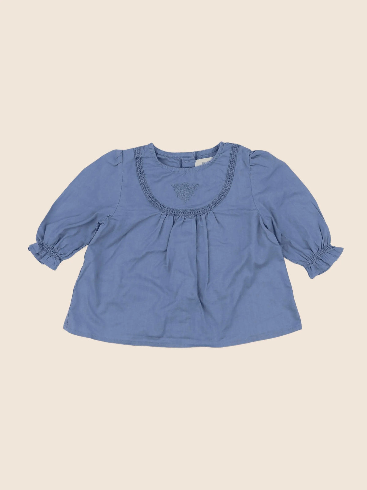 Bonnet à Pompon - blouse bleu - 12 mois