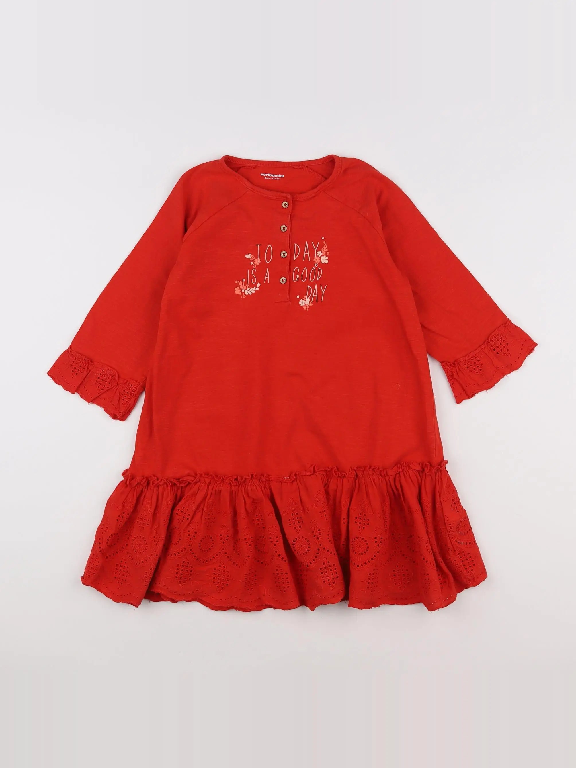 Vertbaudet - robe rouge - 8 ans