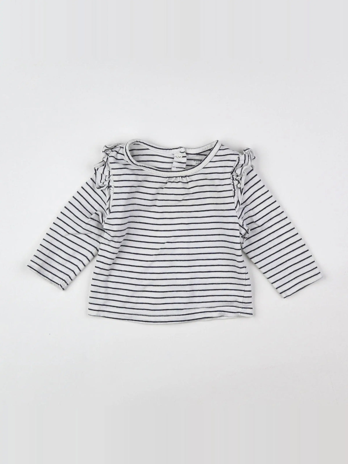 Vertbaudet - tee-shirt blanc, bleu - 3 mois