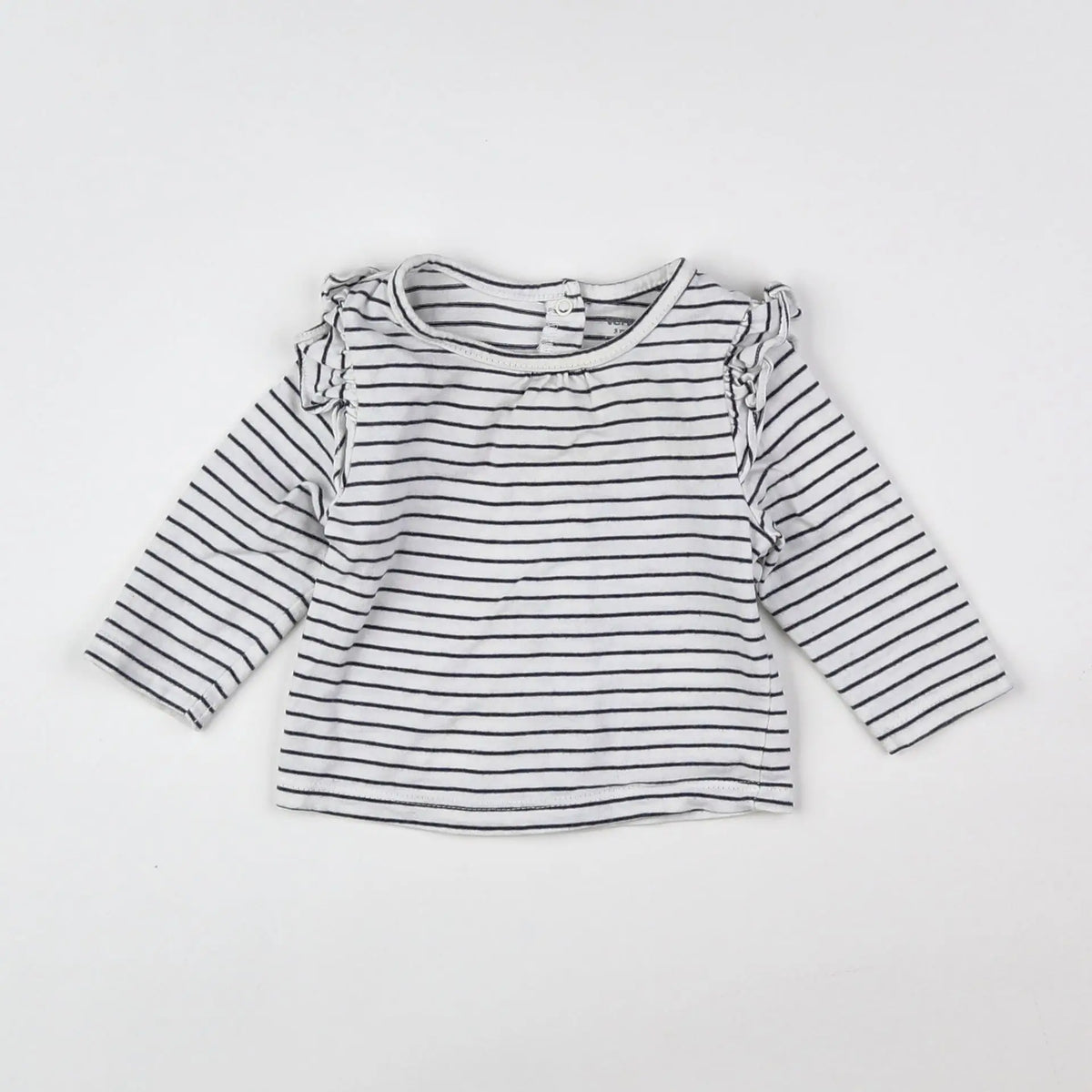 Vertbaudet - tee-shirt blanc, bleu - 3 mois