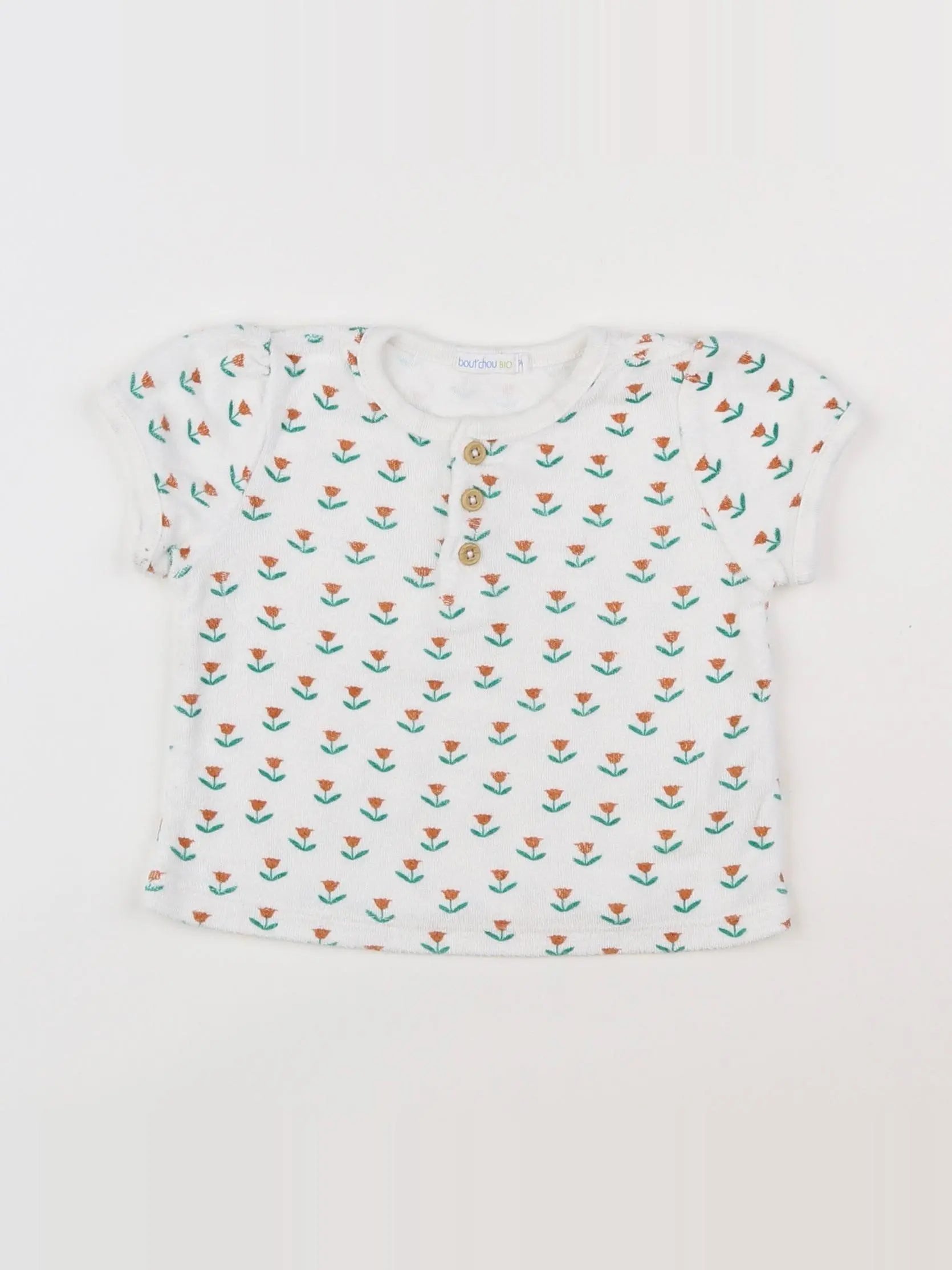 Boutchou - tee-shirt blanc, vert - 9 mois