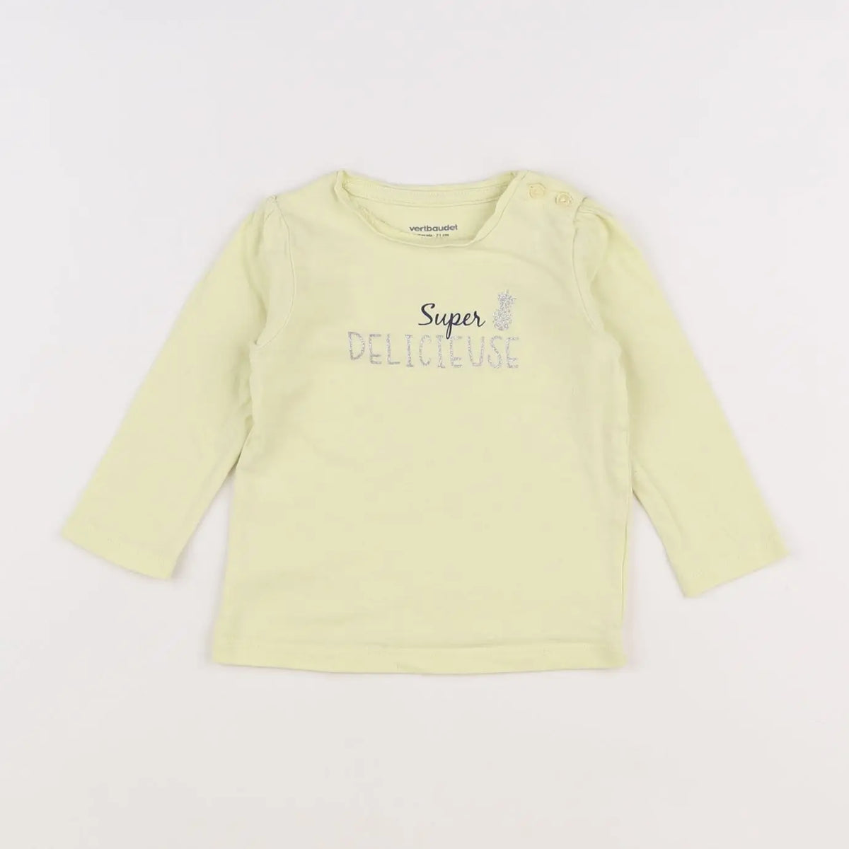 Vertbaudet - tee-shirt jaune, argent - 9 mois
