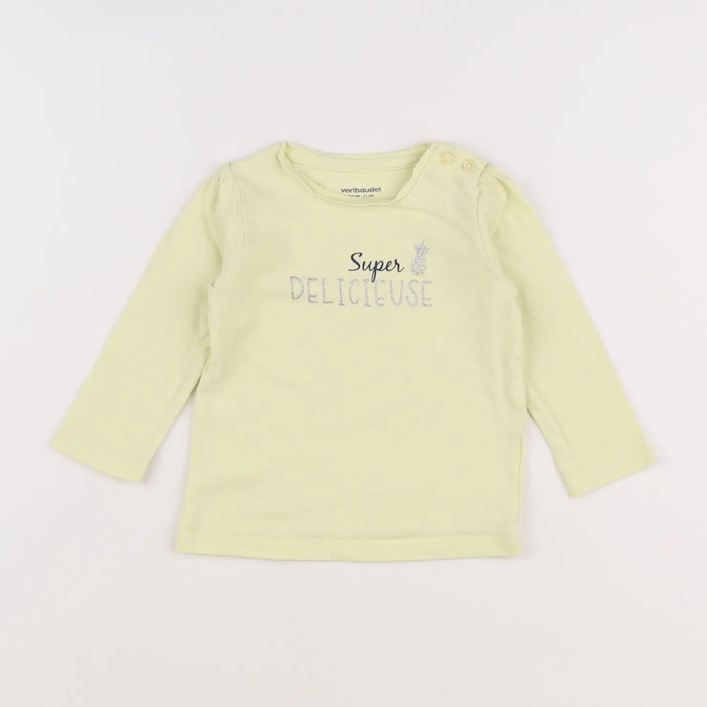 Vertbaudet - tee-shirt jaune, argent - 9 mois