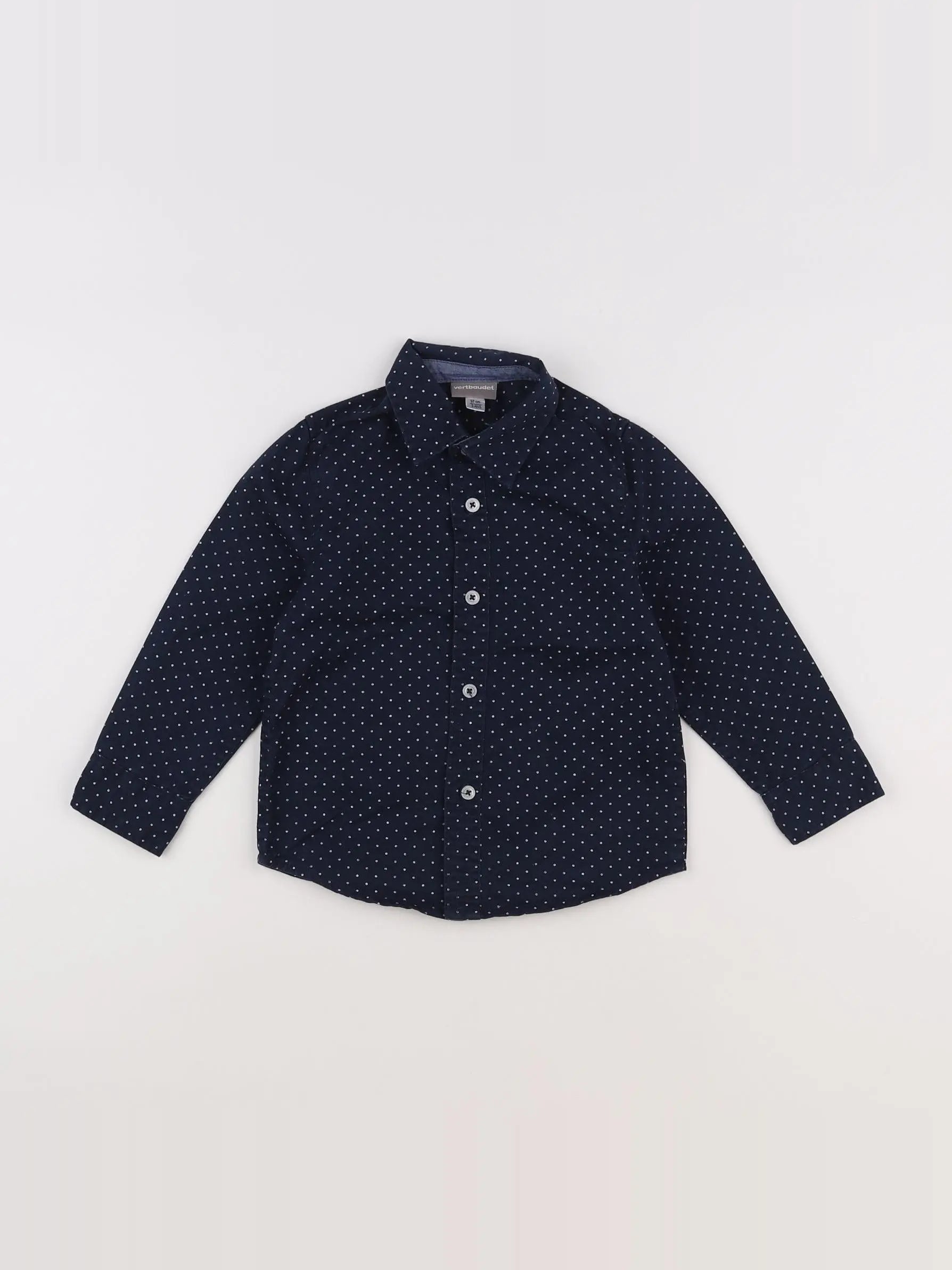 Vertbaudet - chemise bleu, blanc - 3 ans