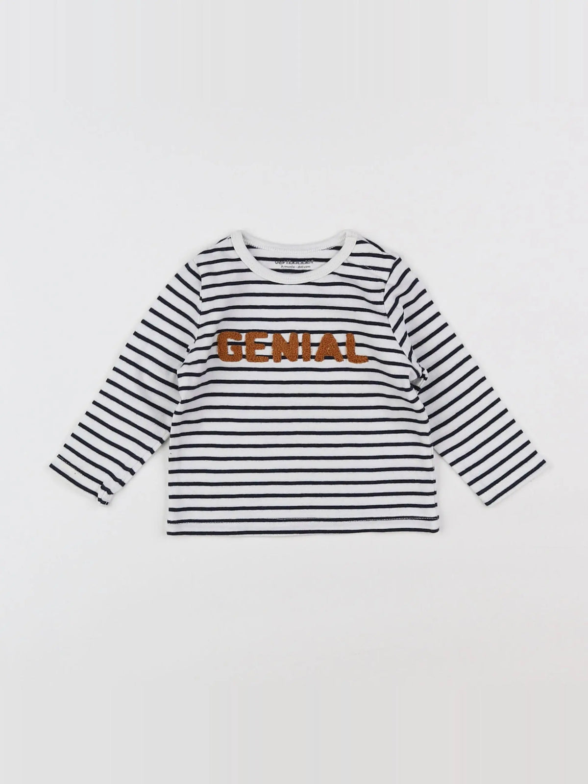 Vertbaudet - tee-shirt blanc, bleu - 3 mois