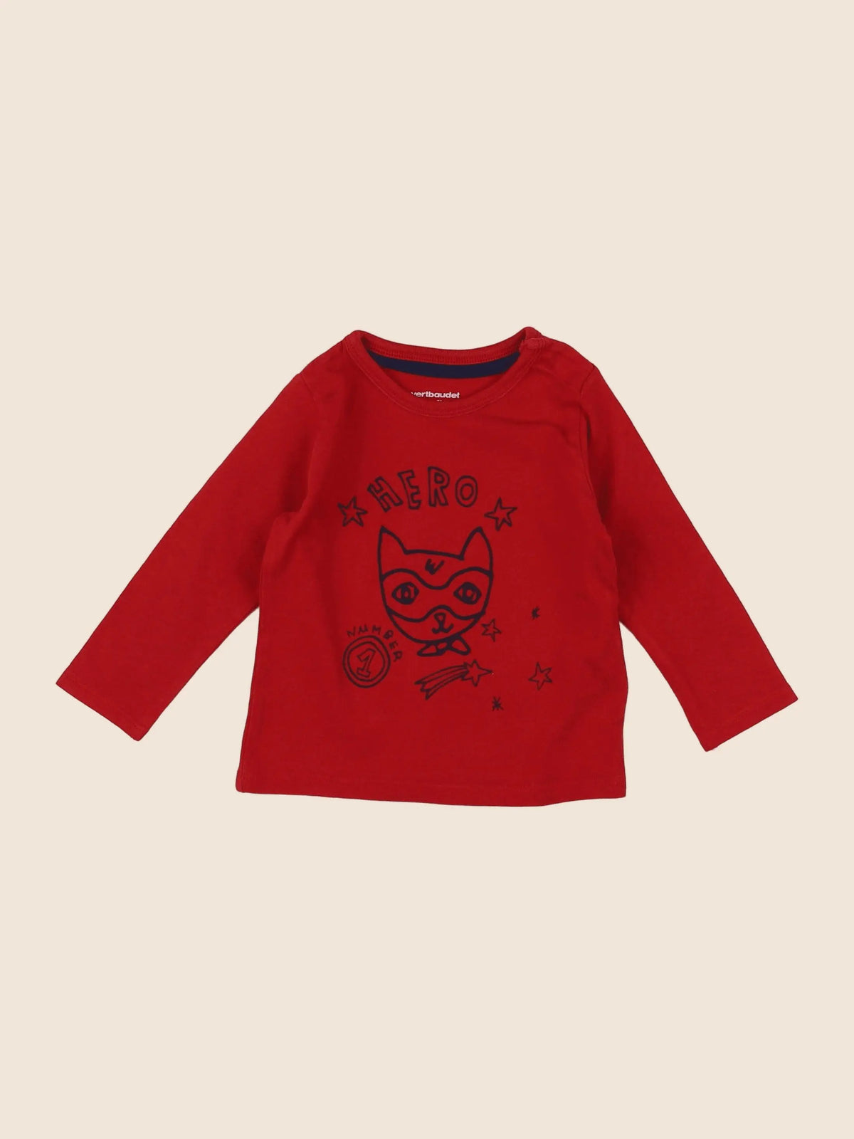 Vertbaudet - tee-shirt rouge - 9 mois