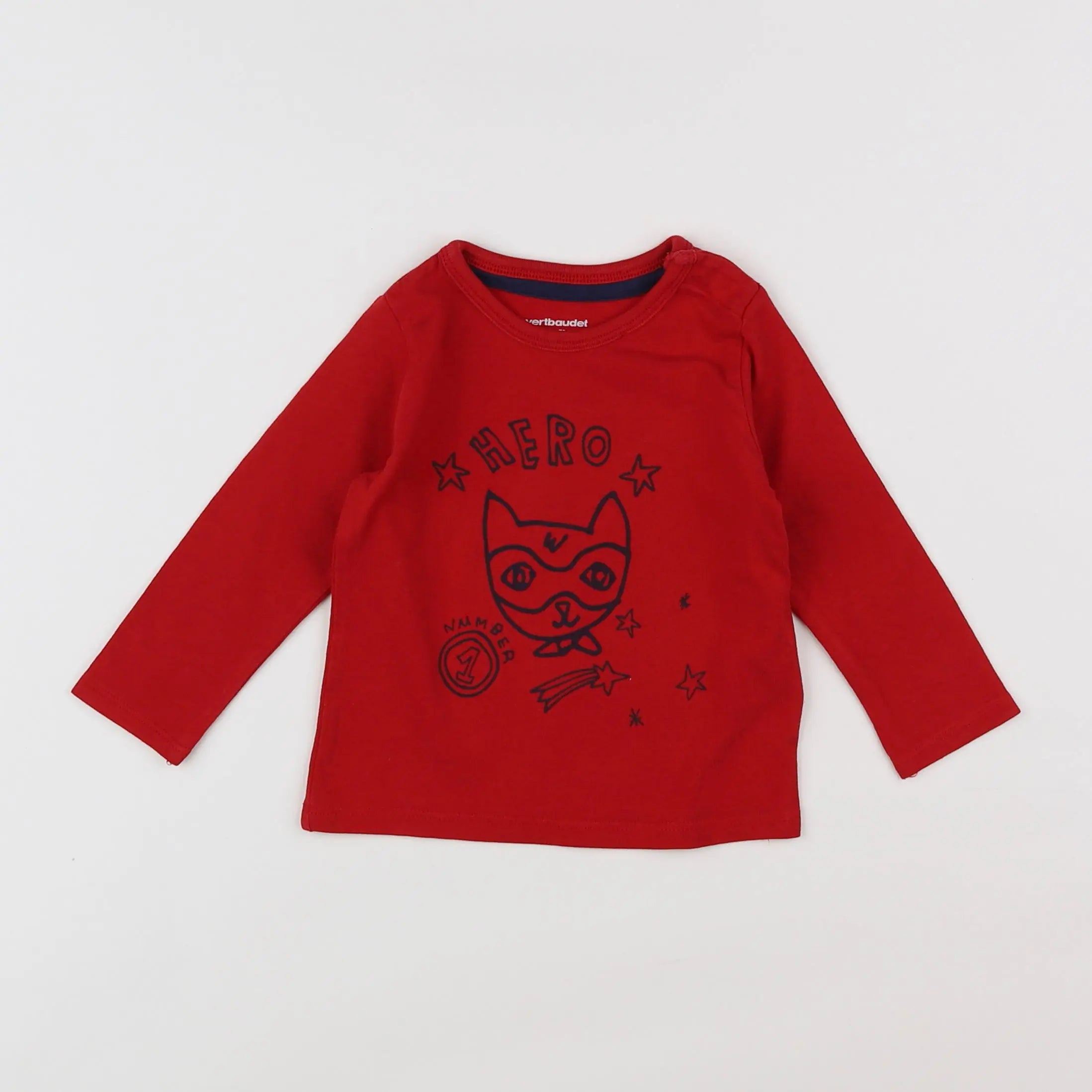 Vertbaudet - tee-shirt rouge - 9 mois