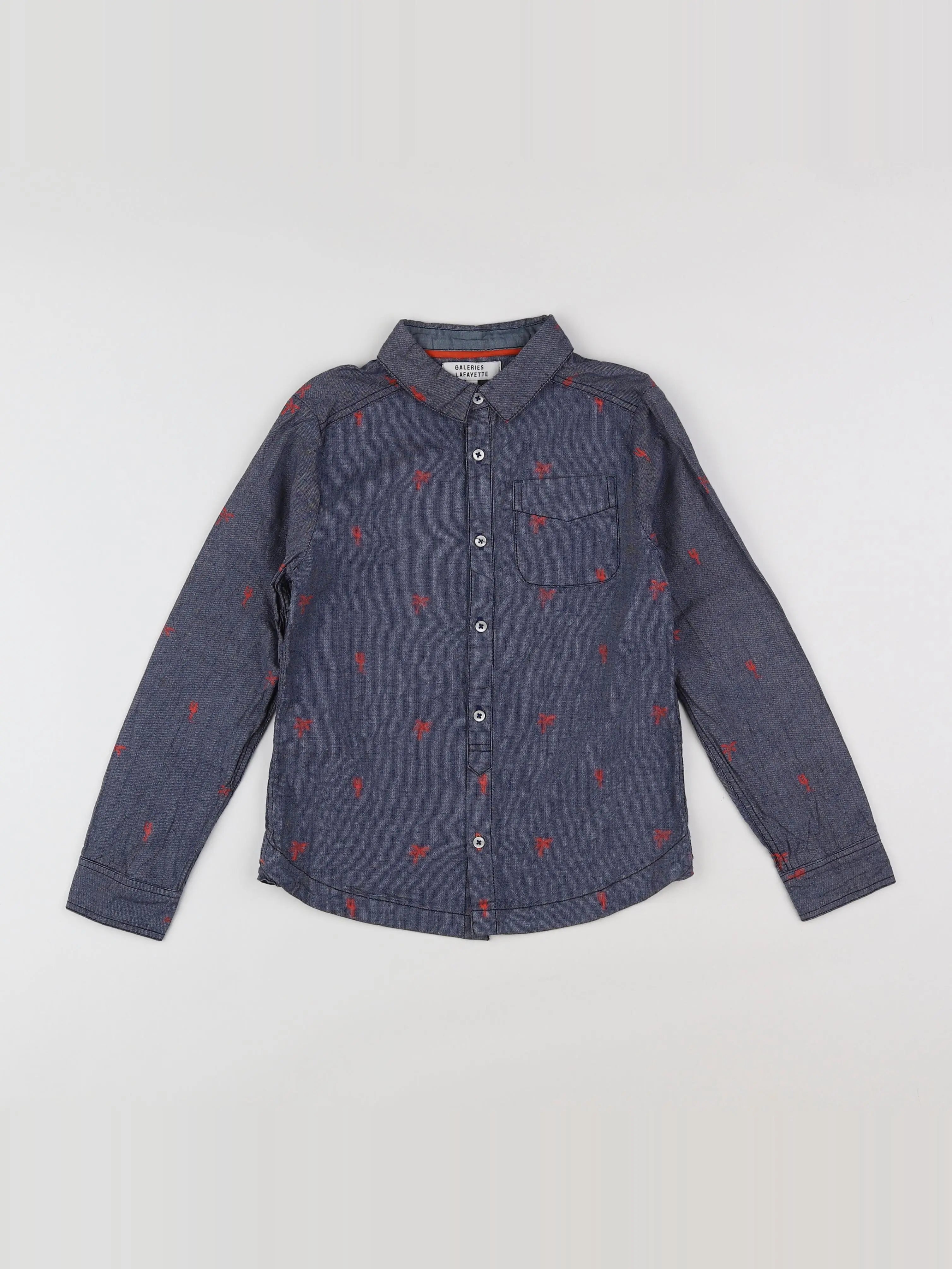 Galeries Lafayette - chemise bleu, rouge - 8 ans