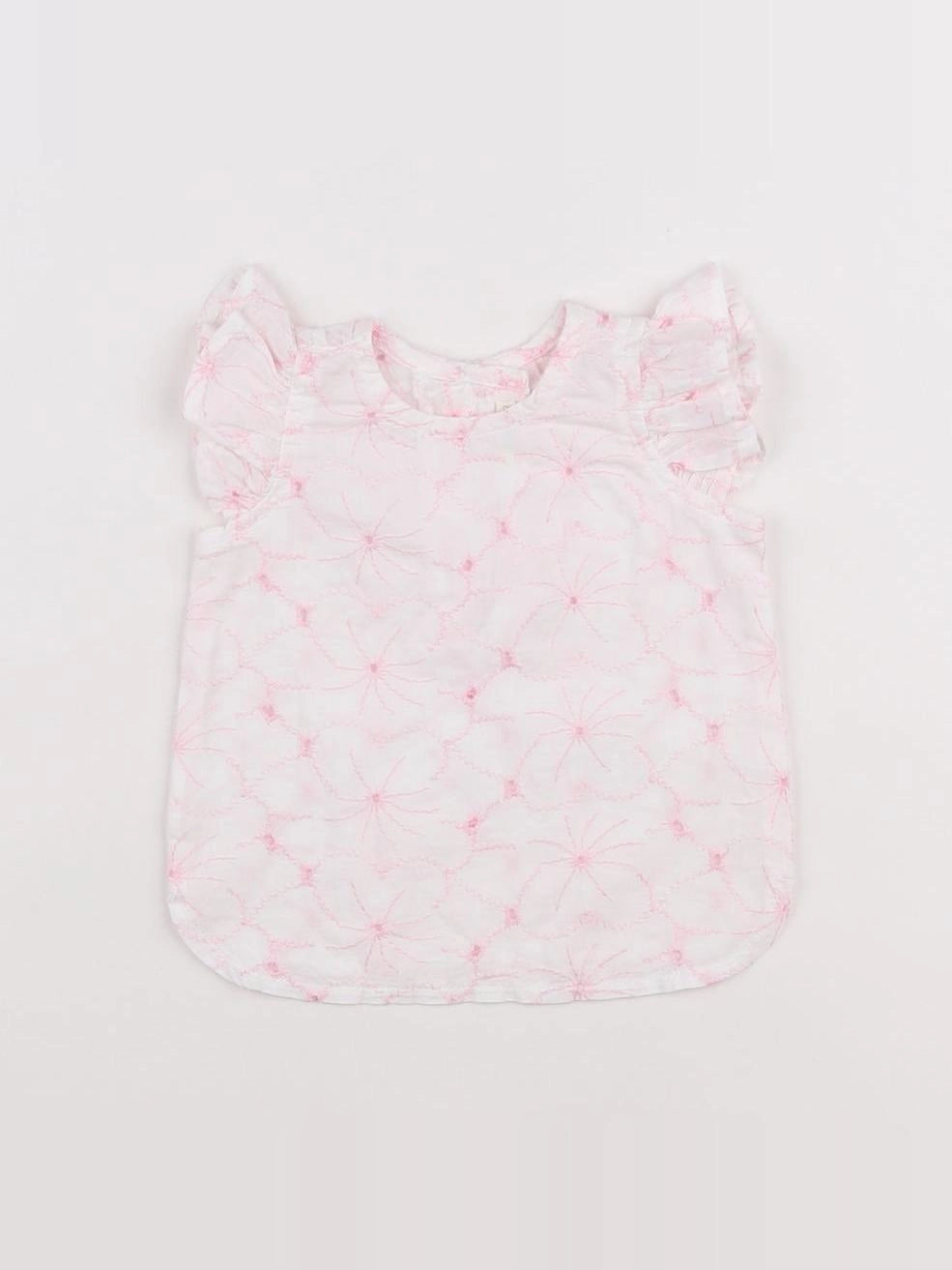 Benetton - blouse blanc, rose - 3 mois
