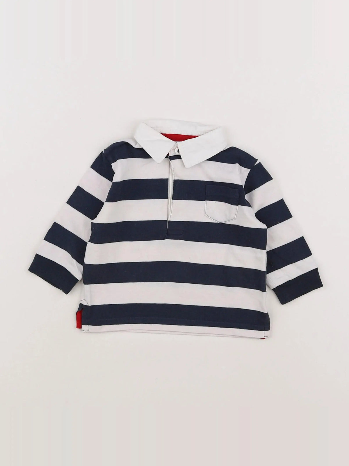 Boutchou - polo blanc, bleu - 6 mois