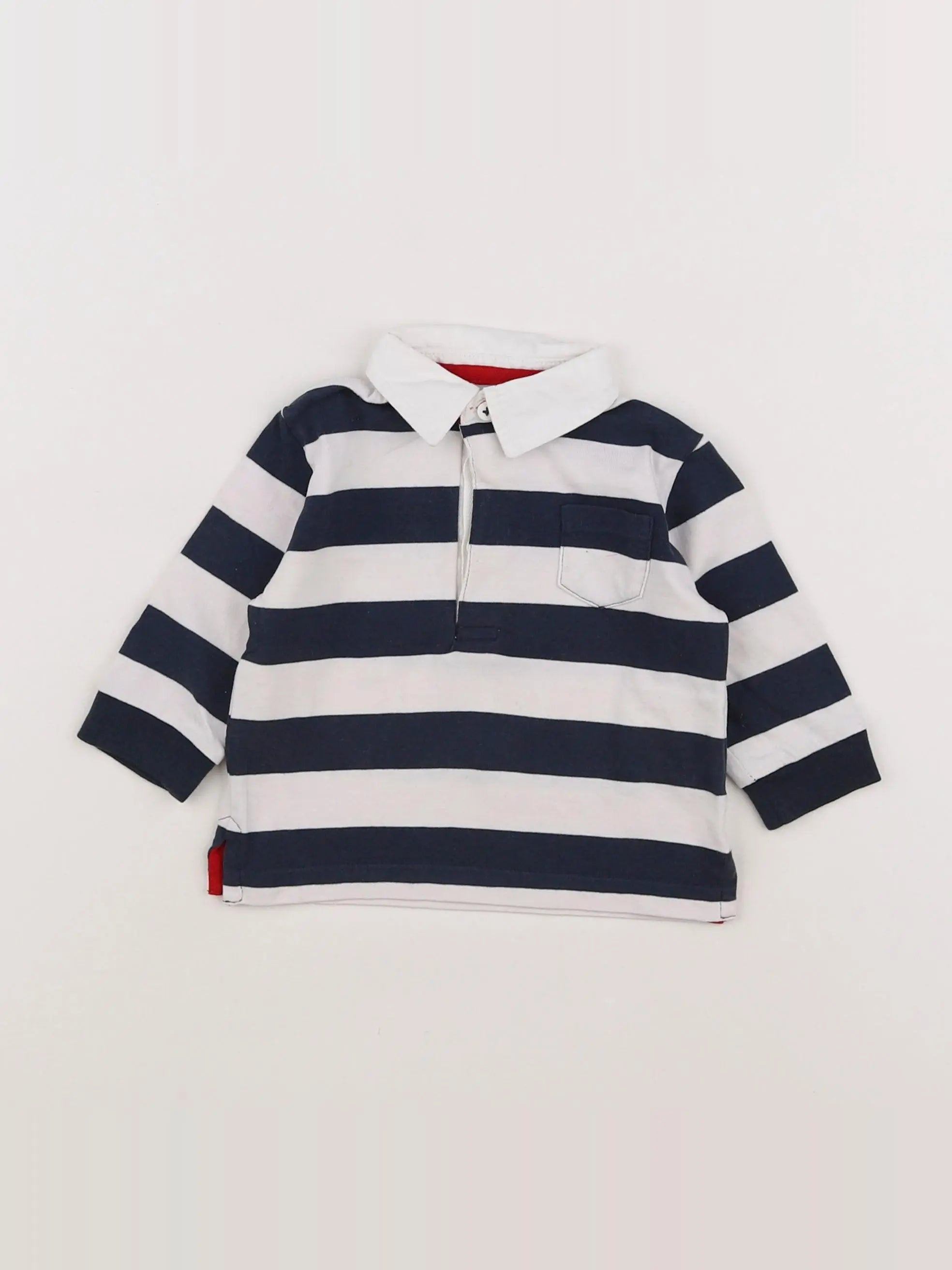 Boutchou - polo blanc, bleu - 6 mois