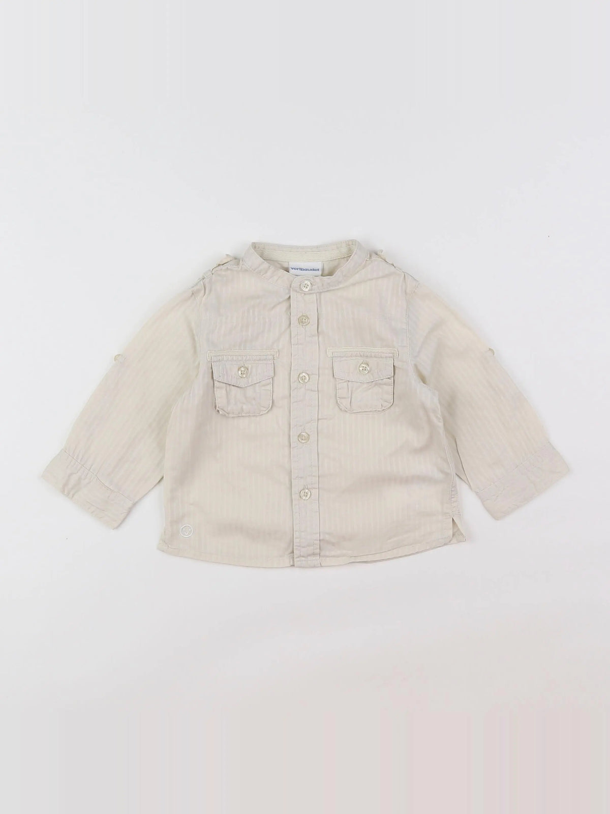 Vertbaudet - chemise beige - 9 mois