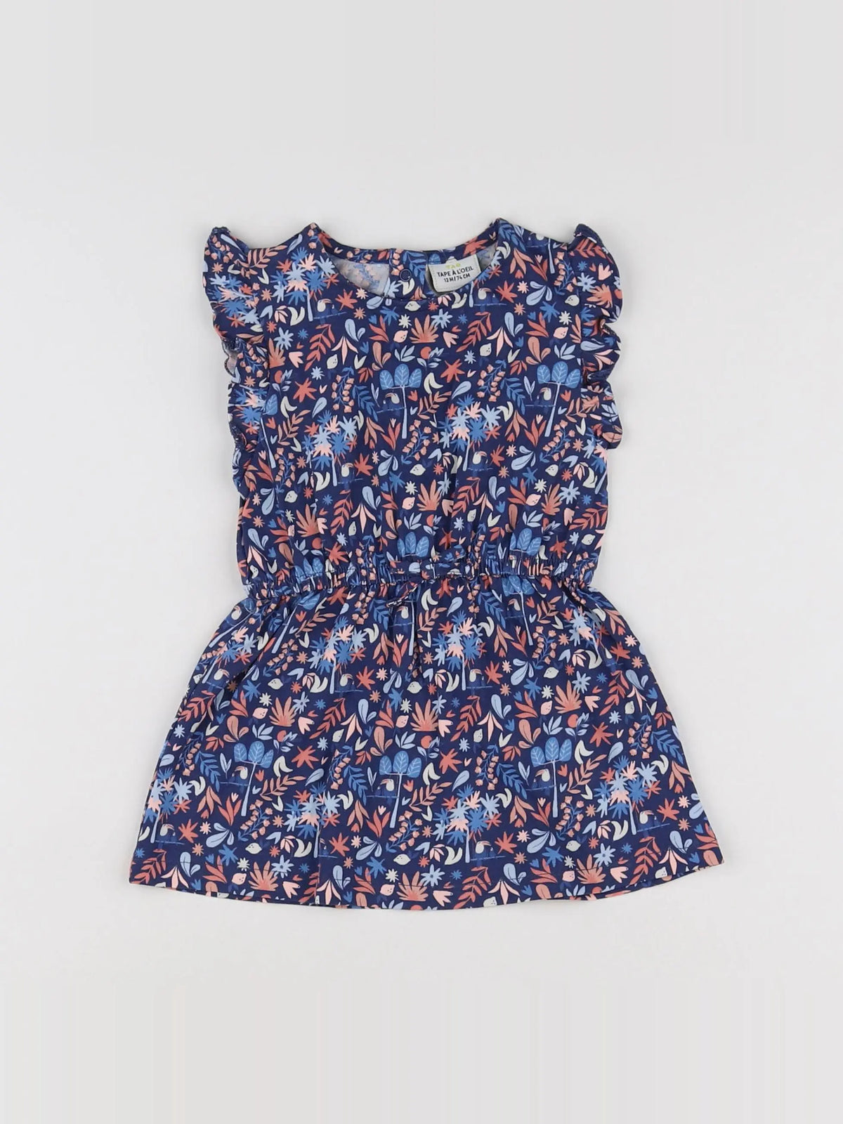 Tape à l'oeil - robe bleu, rose - 12 mois