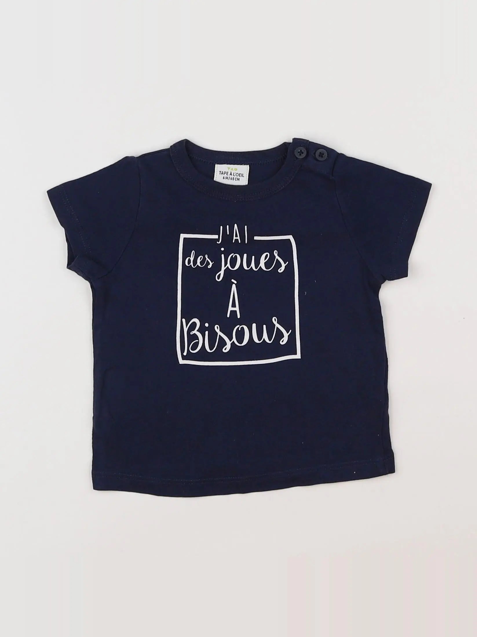Tape à l'oeil - tee-shirt bleu, blanc - 6 mois