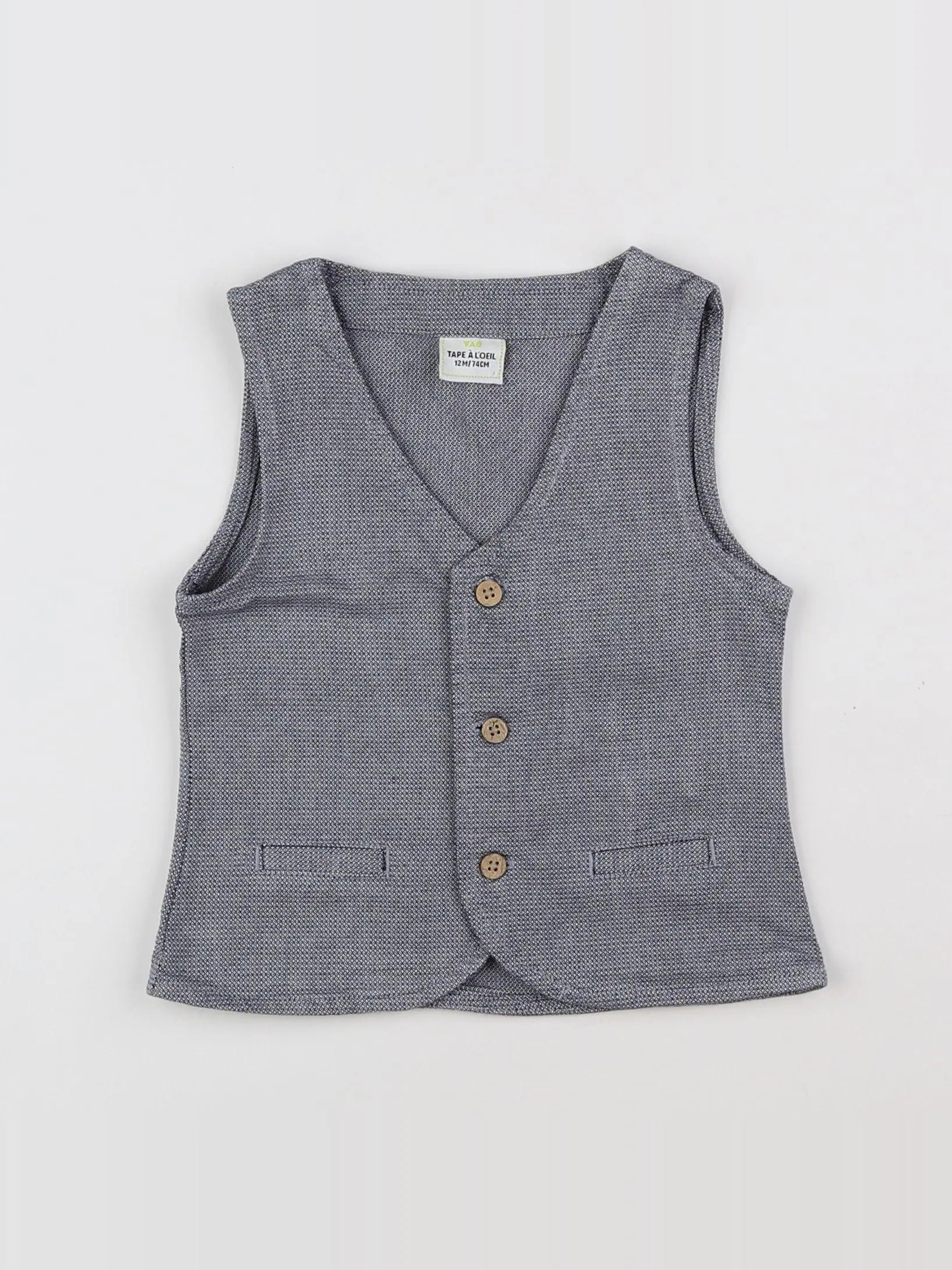 Tape à l'oeil - gilet gris, blanc - 12 mois