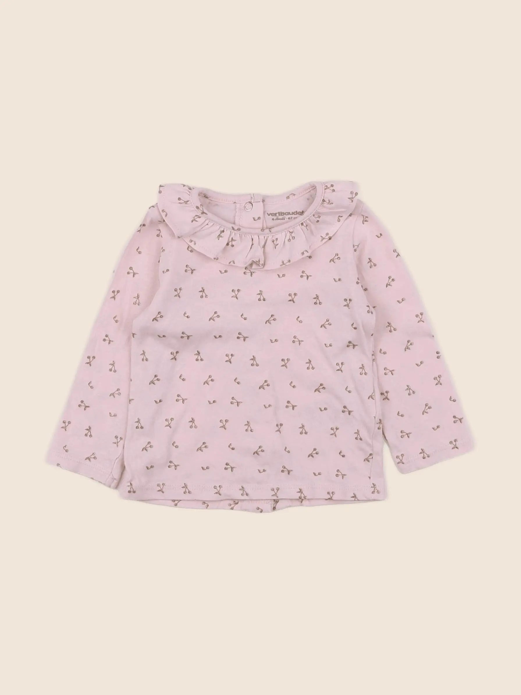 Vertbaudet - tee-shirt rose, or - 6 mois