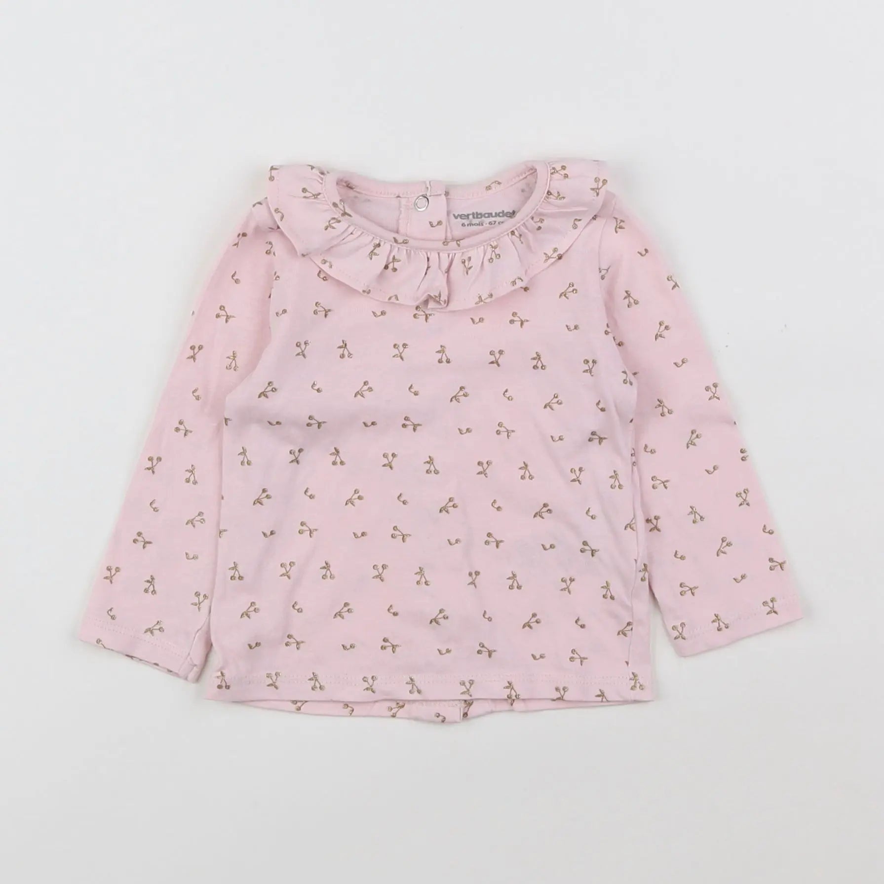Vertbaudet - tee-shirt rose, or - 6 mois