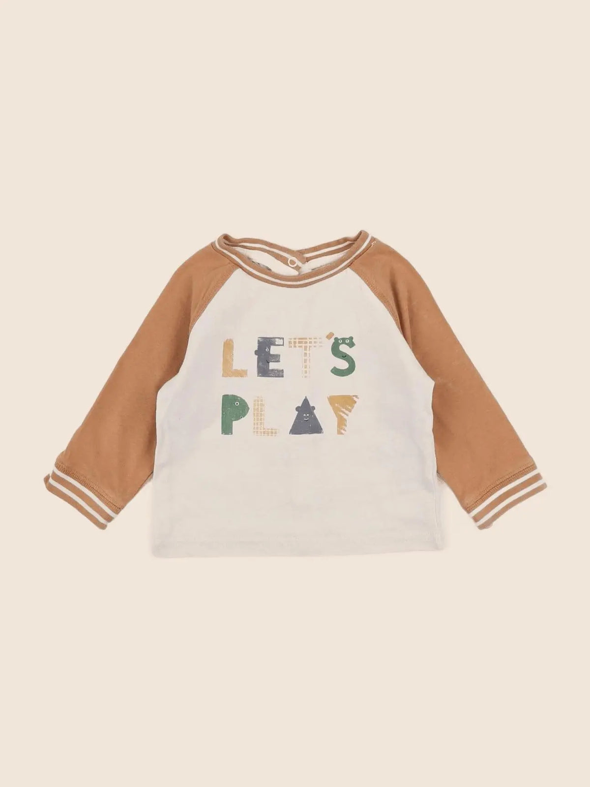 Vertbaudet - tee-shirt marron, beige - 6 mois