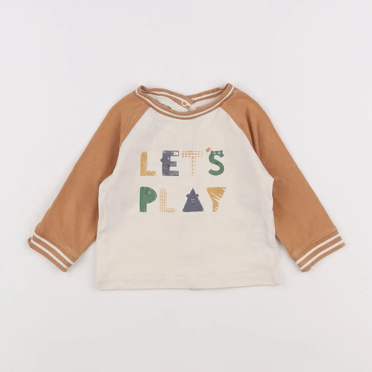 Vertbaudet - tee-shirt marron, beige - 6 mois