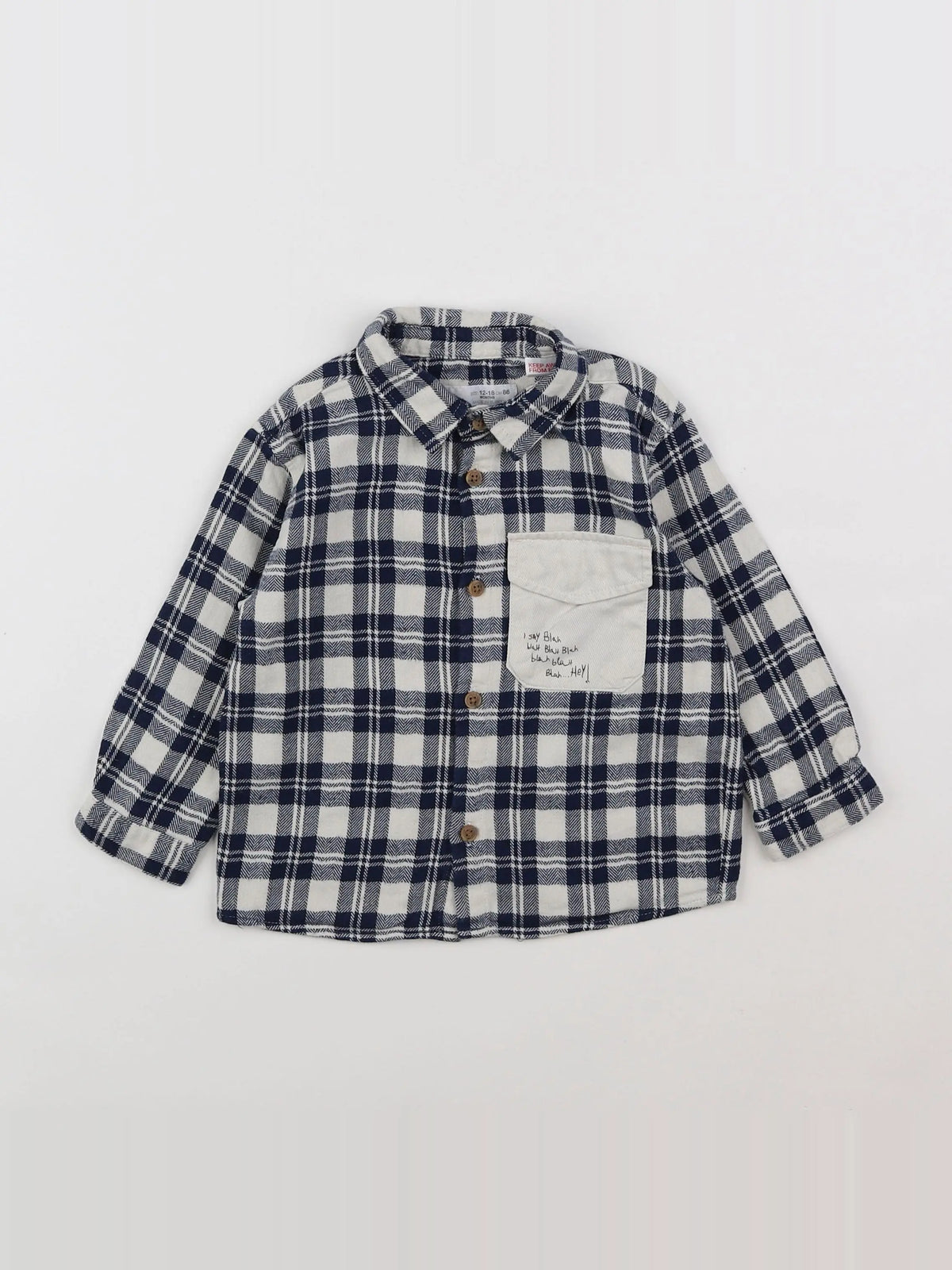 Zara - chemise beige, bleu - 12/18 mois