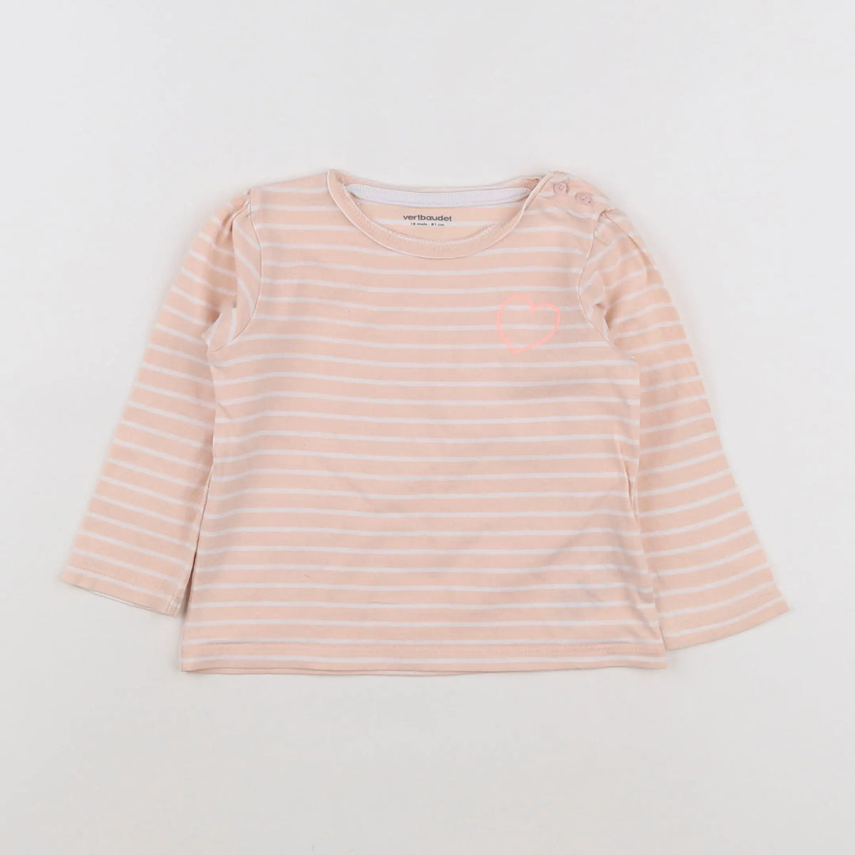 Vertbaudet - tee-shirt blanc, rose - 18 mois