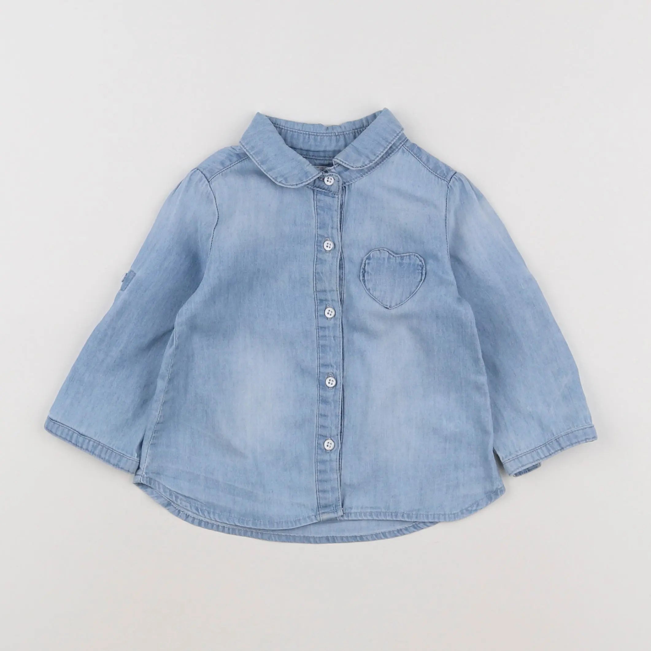 Vertbaudet - chemise bleu - 9 mois