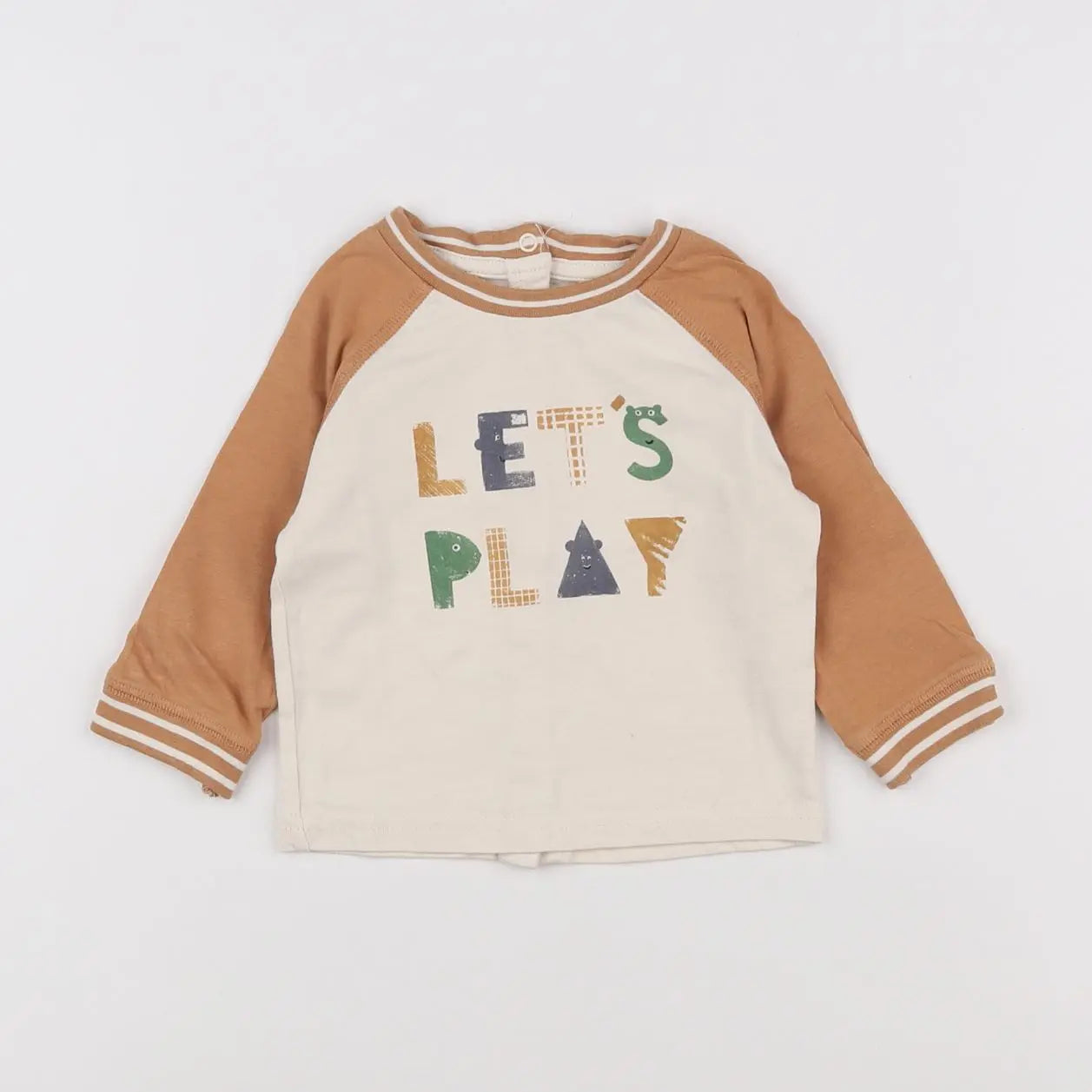 Vertbaudet - tee-shirt beige, marron - 6 mois