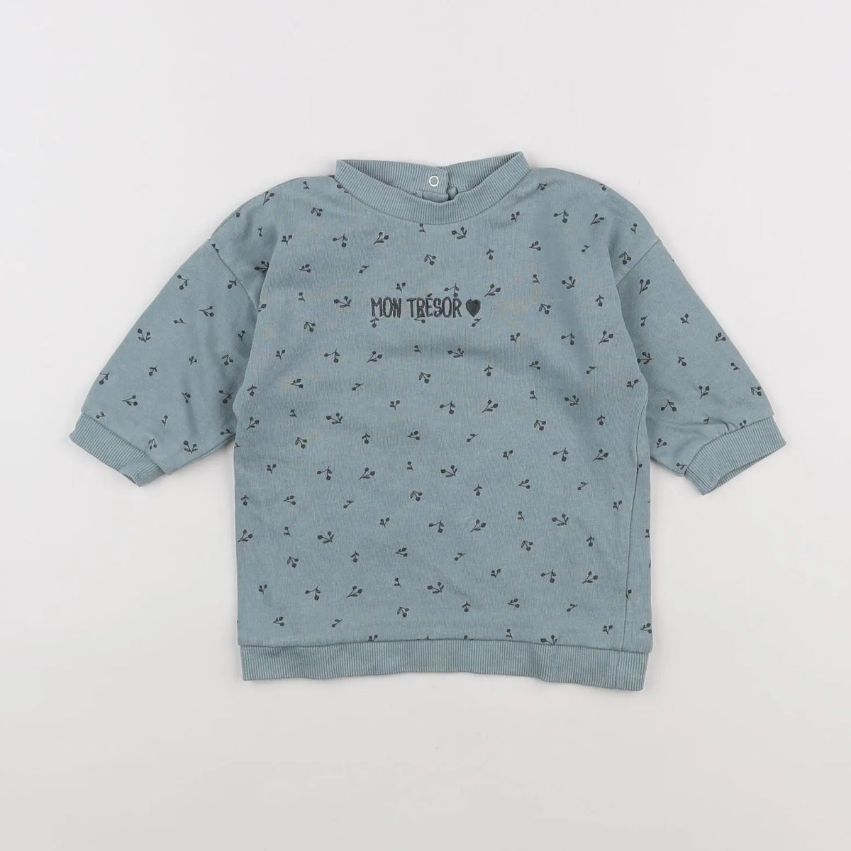 Vertbaudet - sweat bleu, gris - 12 mois