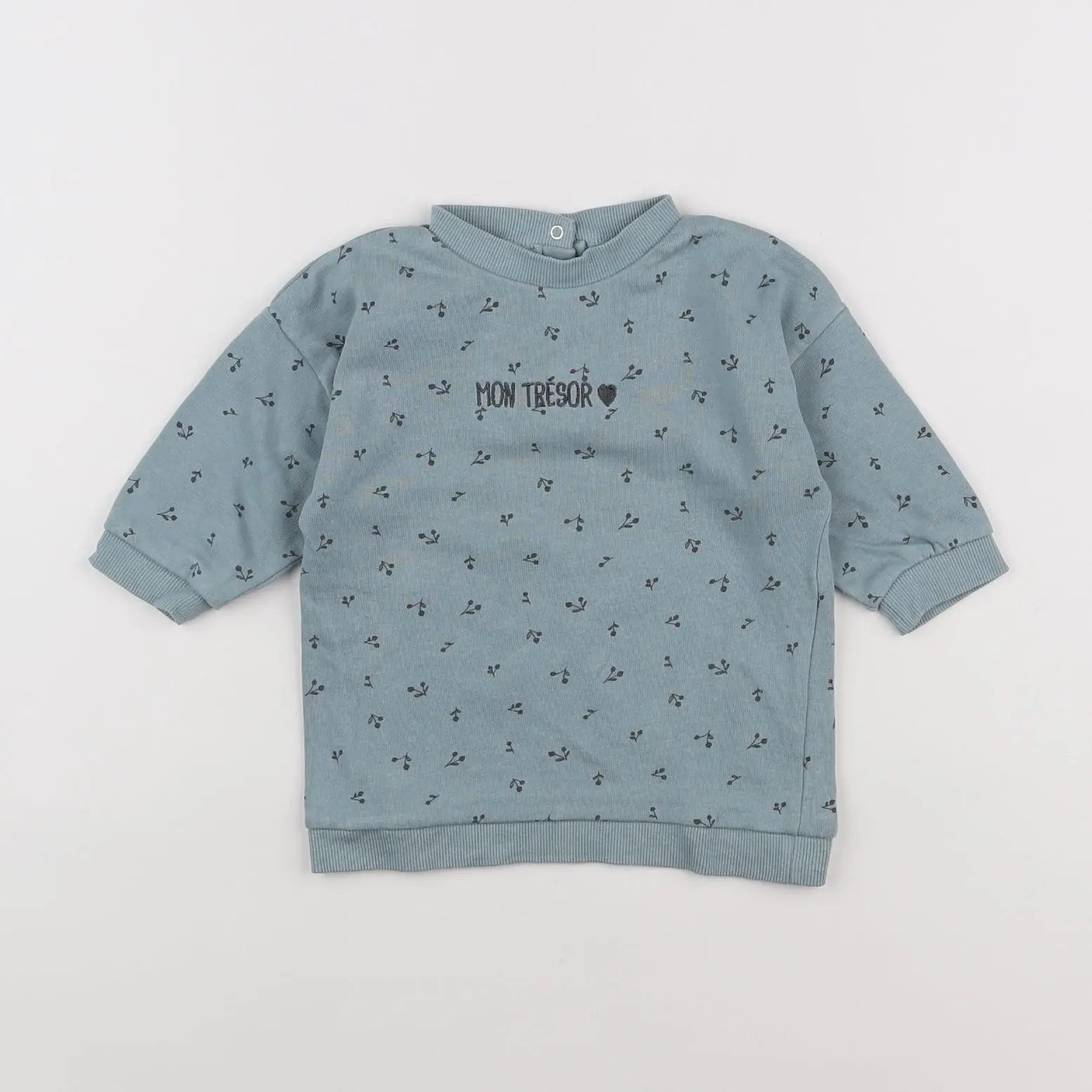 Vertbaudet - sweat bleu, gris - 12 mois
