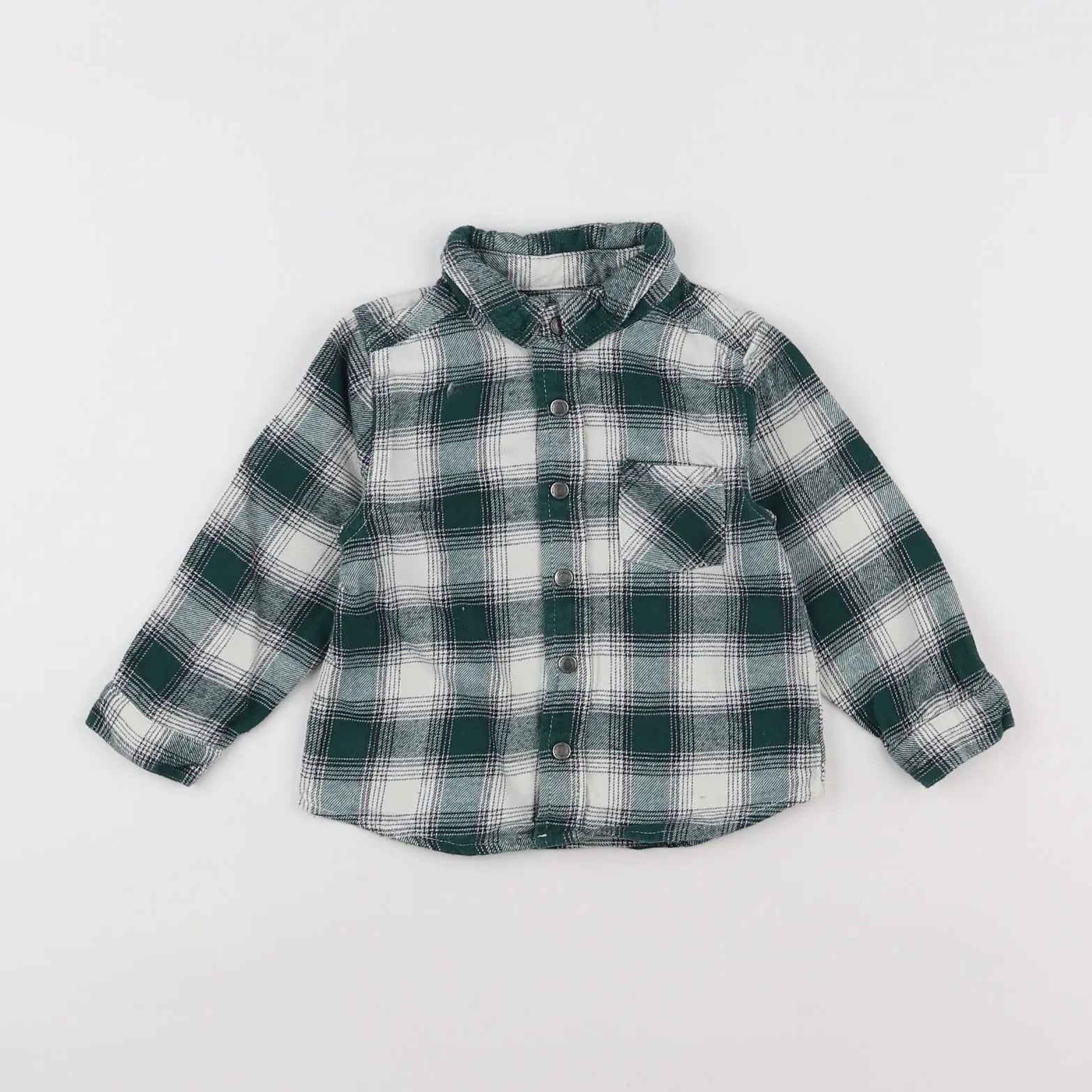 Vertbaudet - chemise blanc, vert - 18 mois
