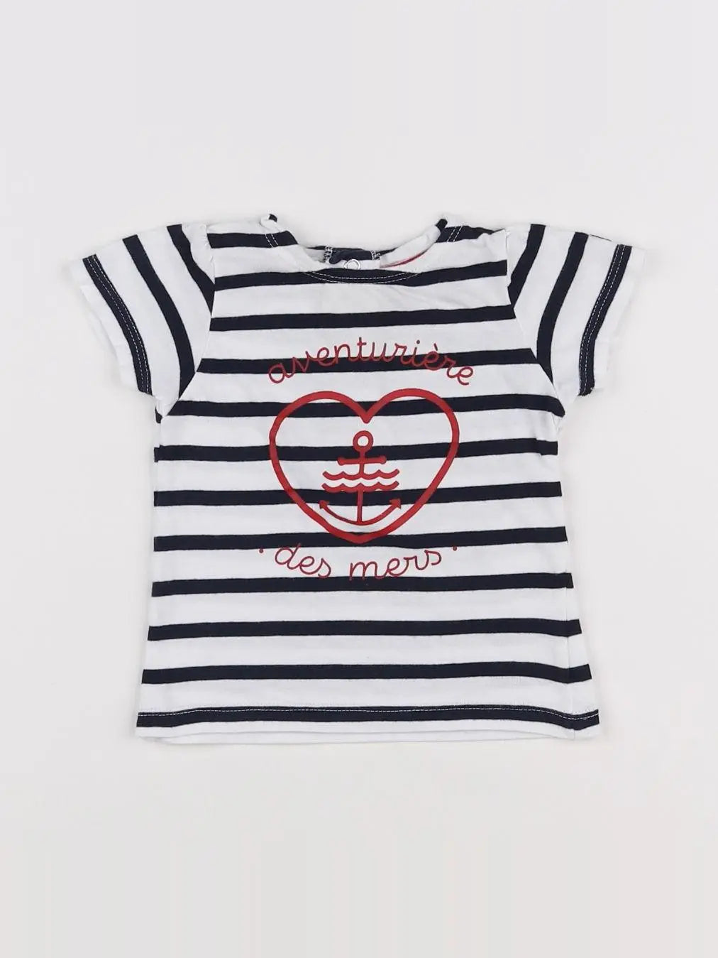 Terre de marins - tee-shirt blanc, bleu - 6 mois