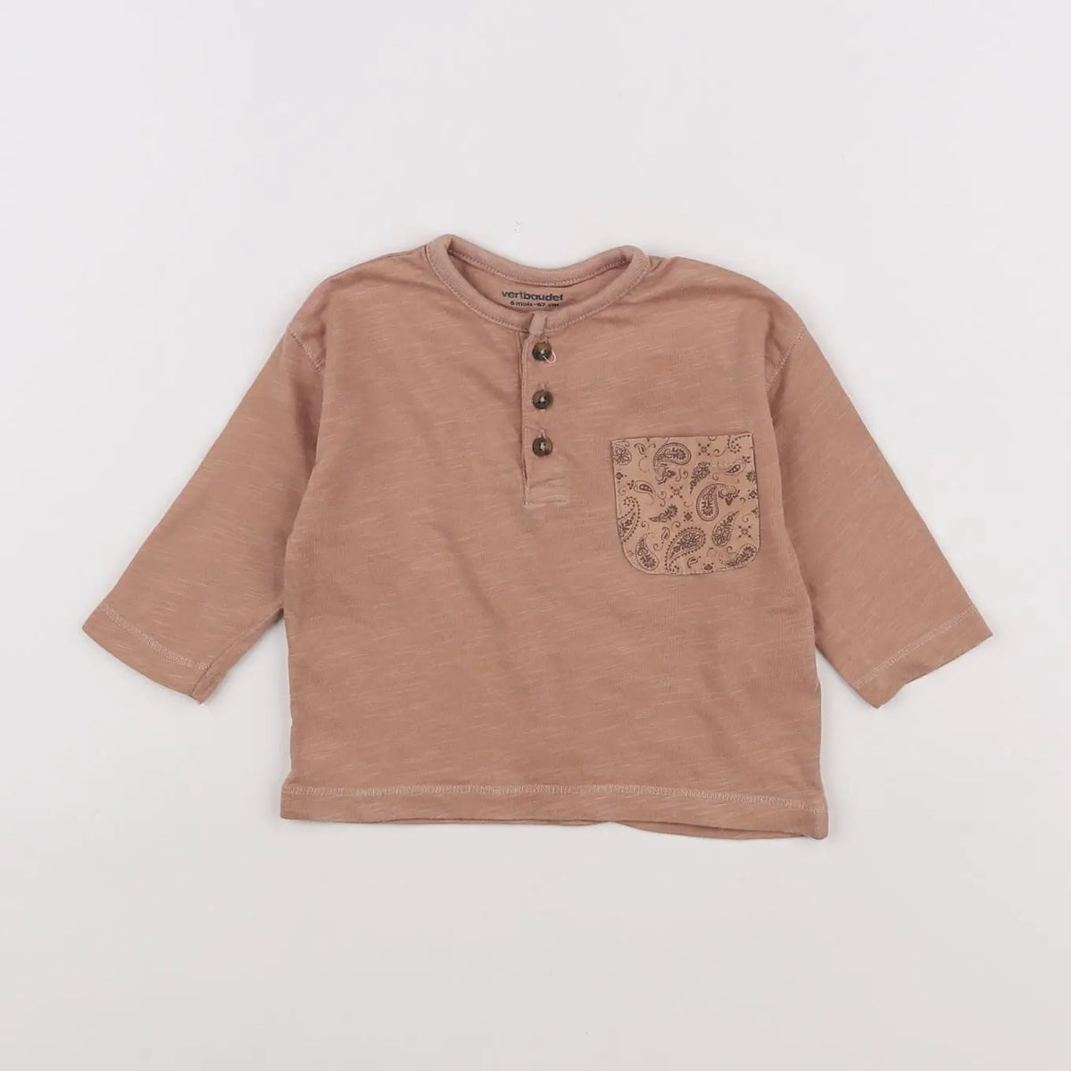 Vertbaudet - tee-shirt marron - 6 mois