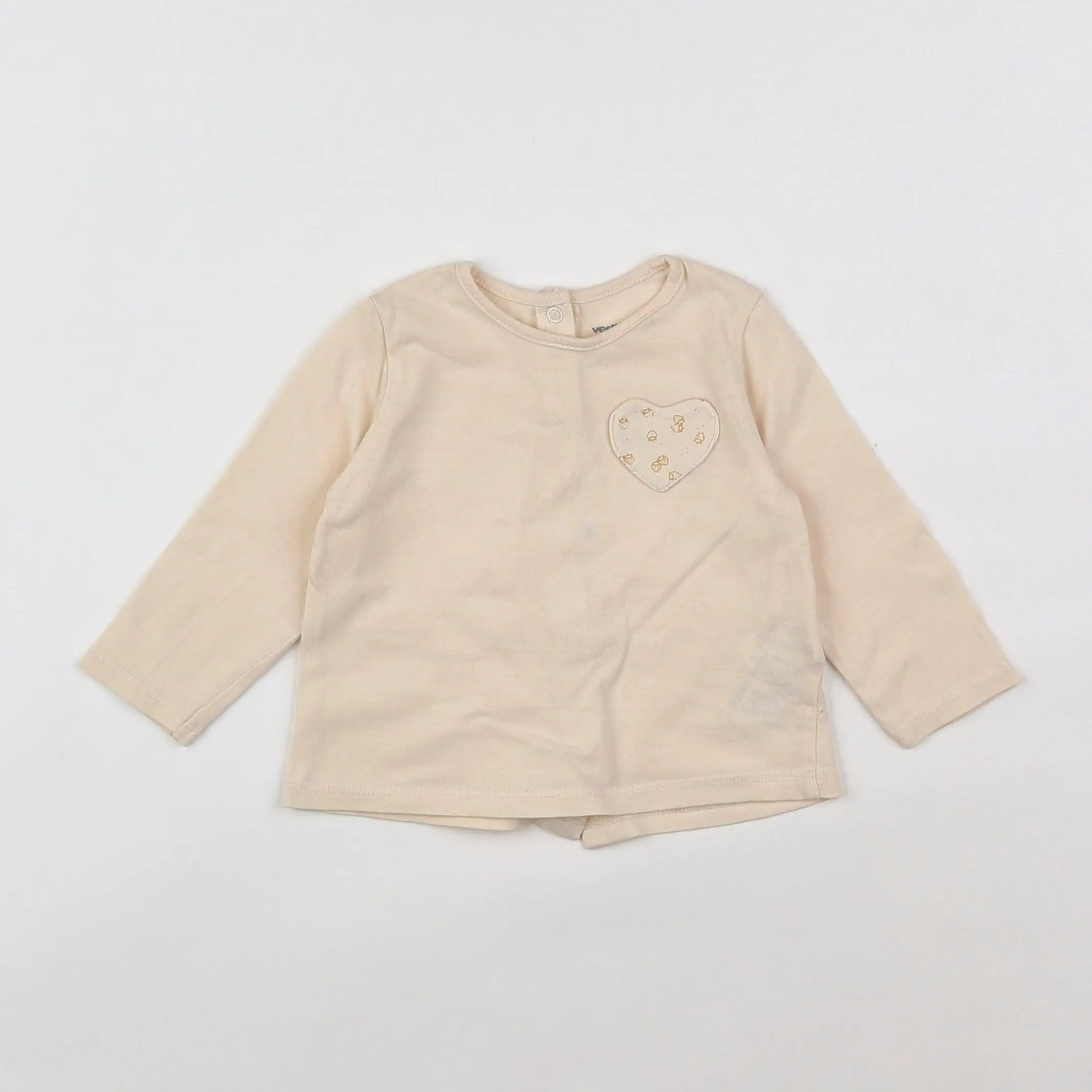 Vertbaudet - tee-shirt beige - 6 mois