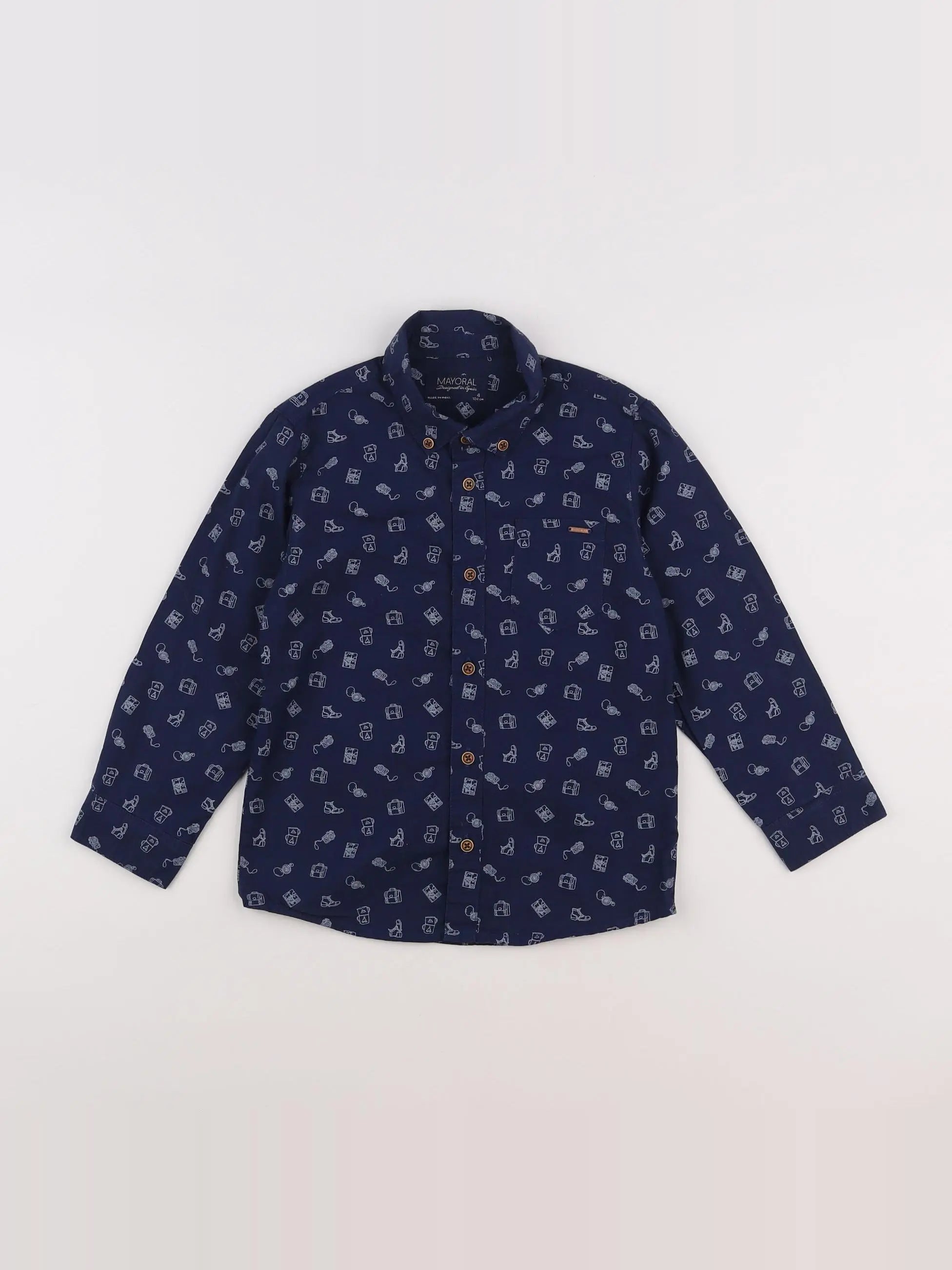 Mayoral - chemise bleu, blanc - 4 ans