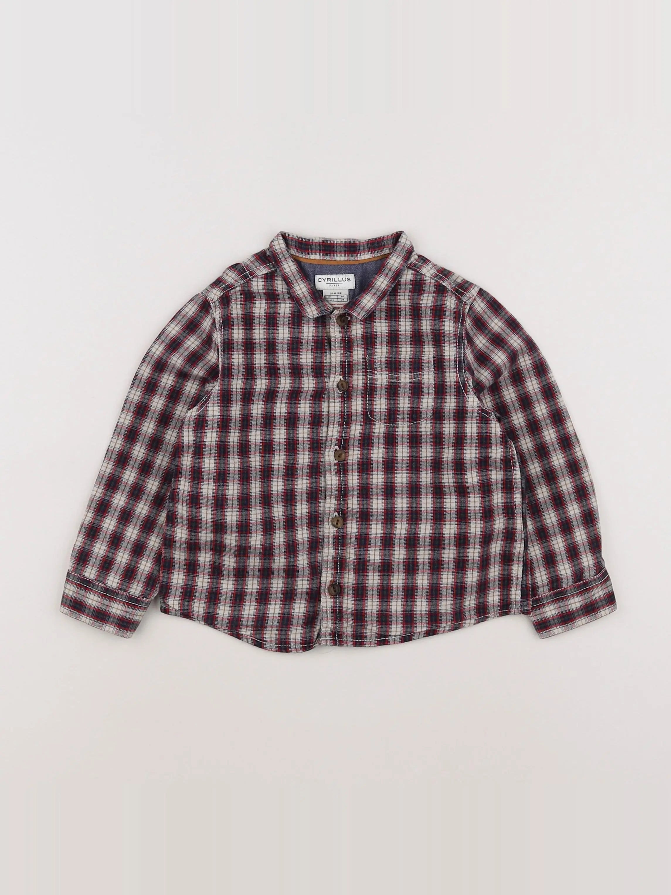 Cyrillus - chemise rouge, bleu - 2 ans