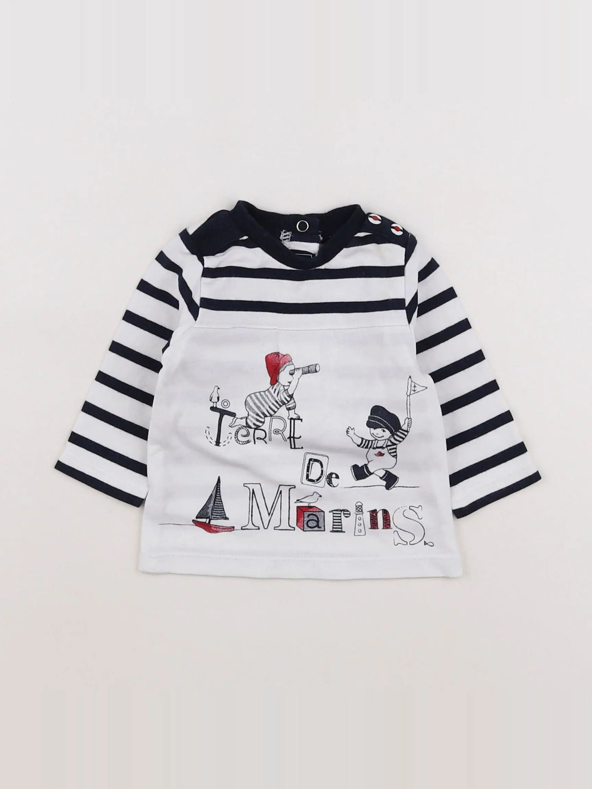 Terre de marins - tee-shirt blanc, bleu - 3 mois