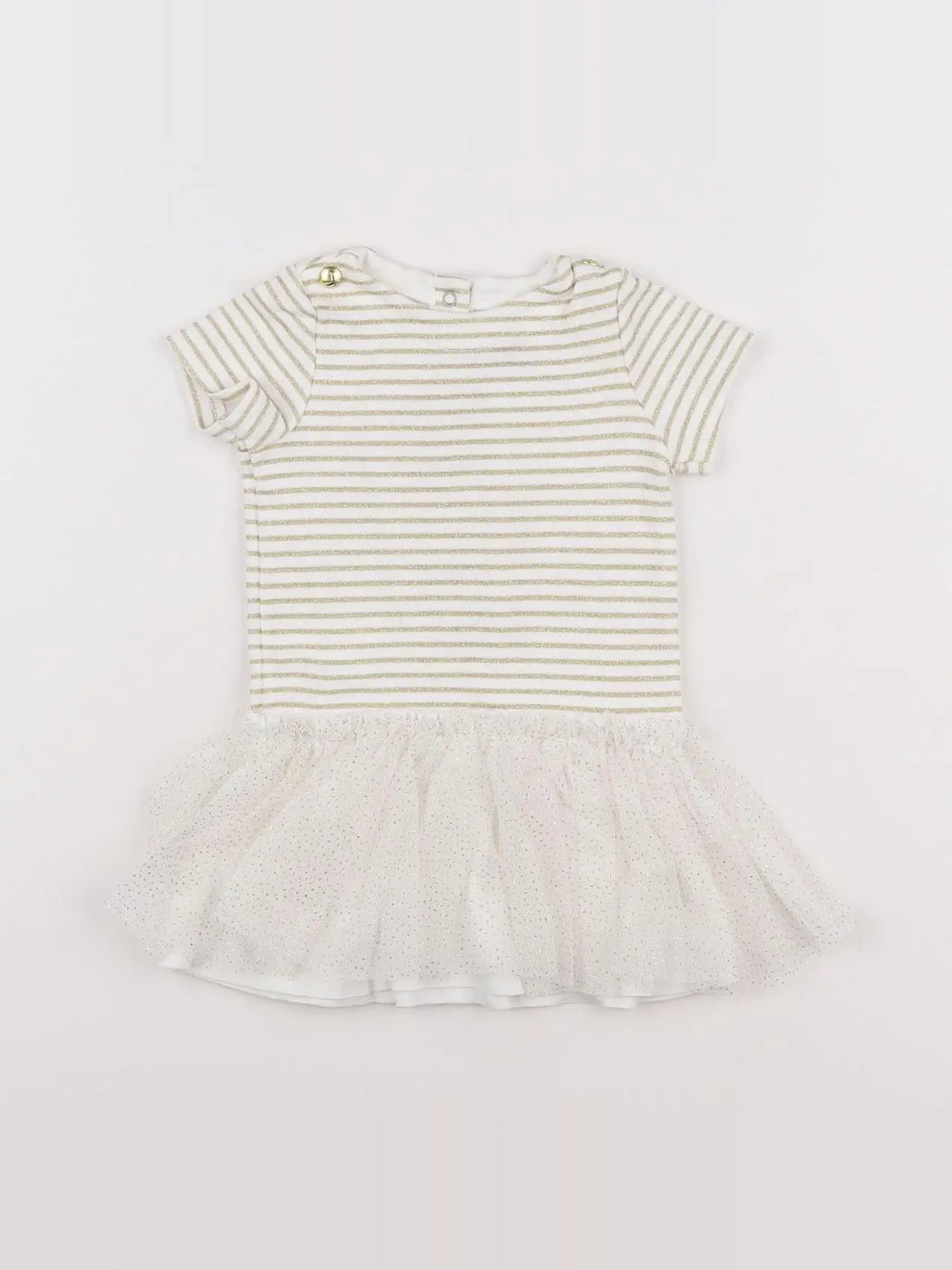 Petit Bateau - robe blanc, or - 3 mois