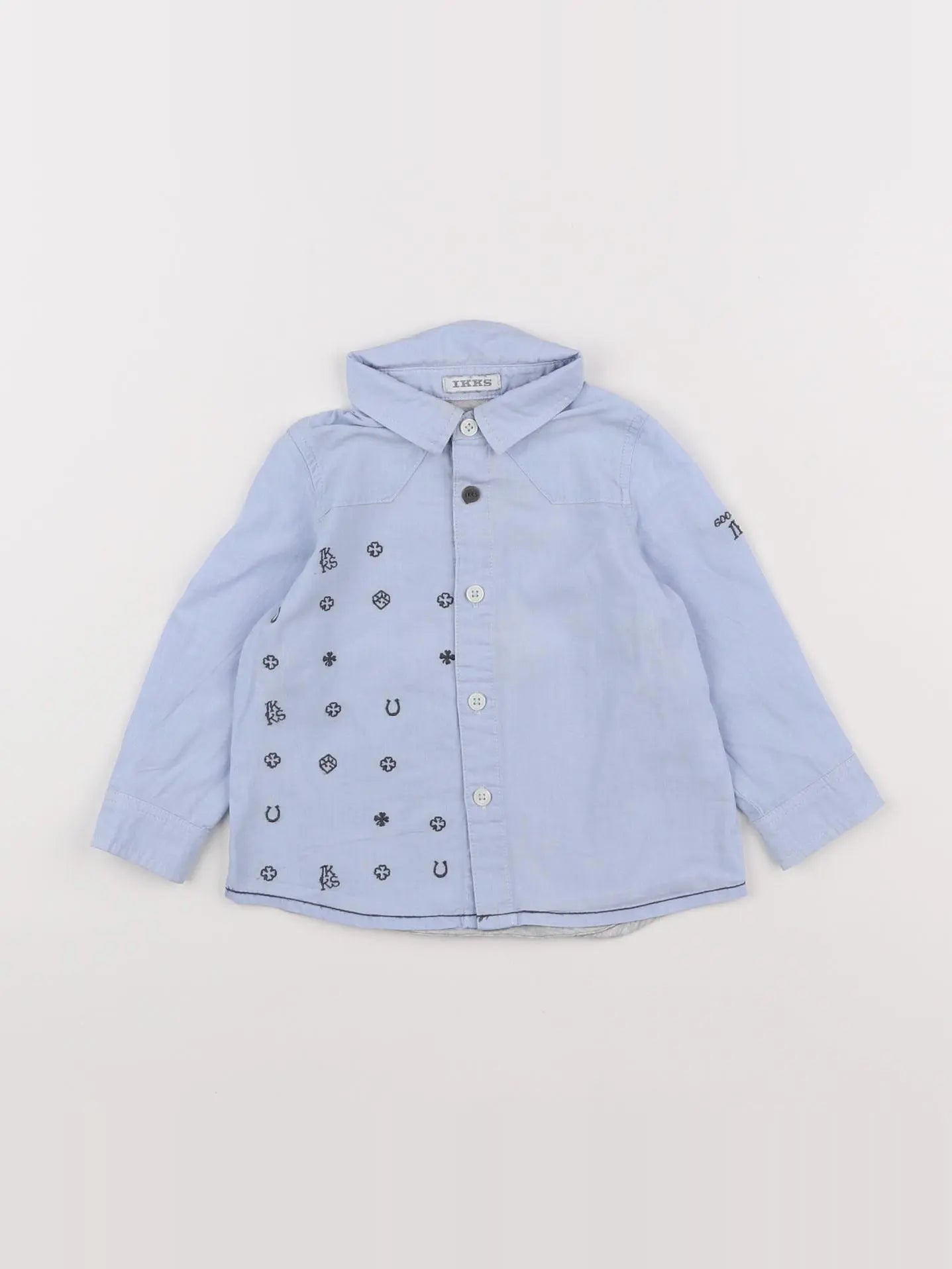 IKKS - chemise bleu, gris - 12 mois