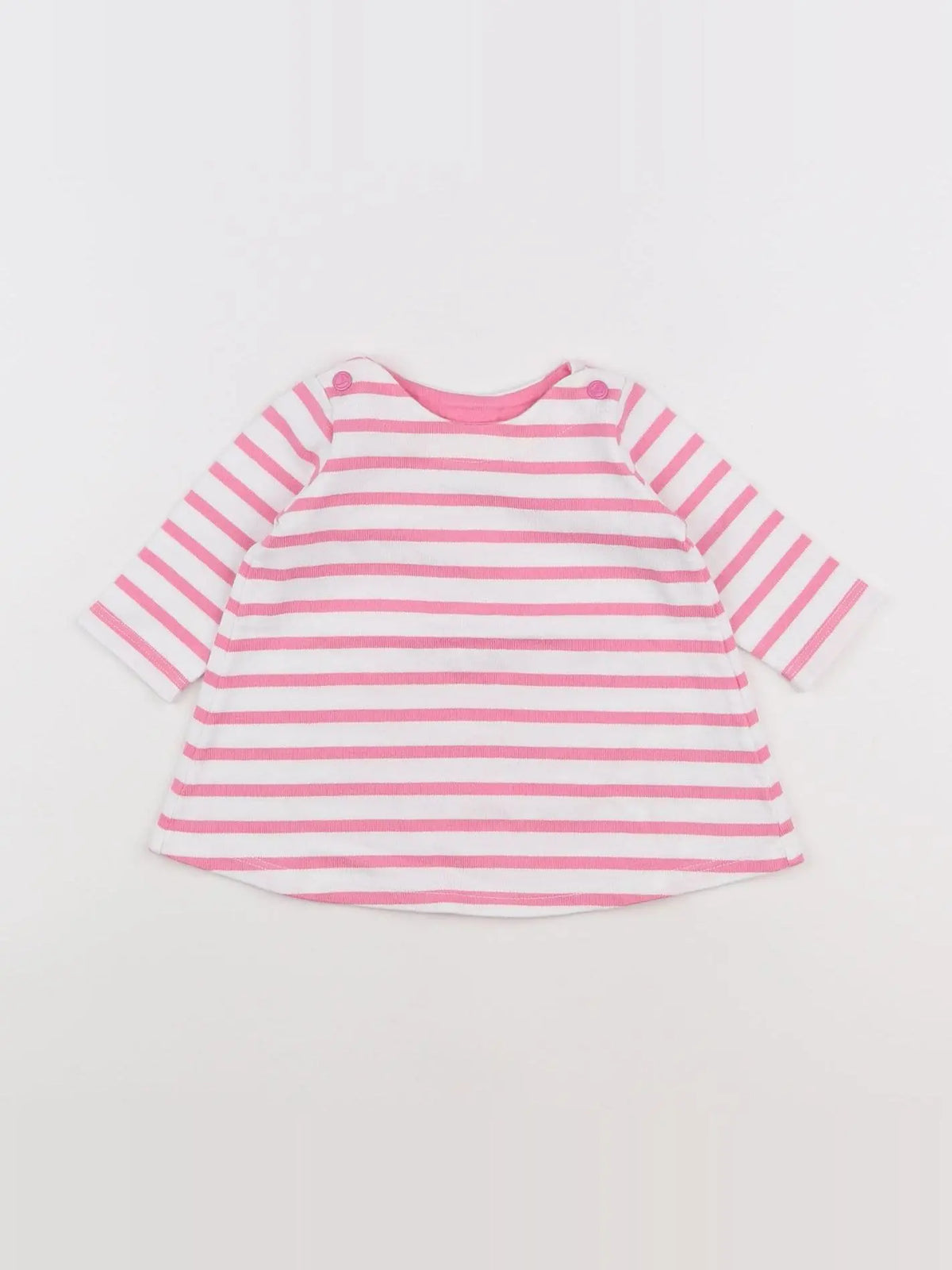 Petit Bateau - robe blanc, rose - 3 mois