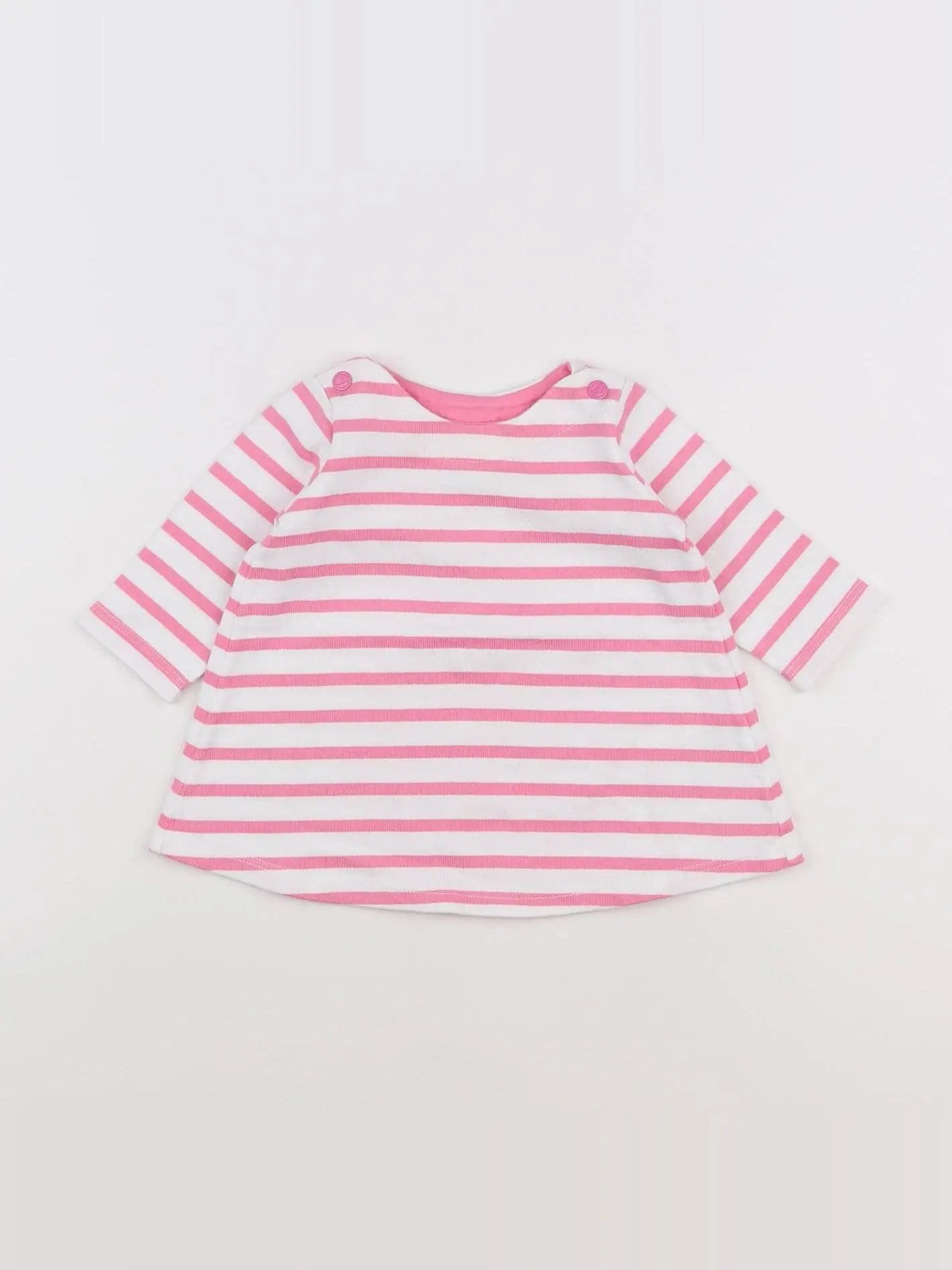 Petit Bateau - robe blanc, rose - 3 mois