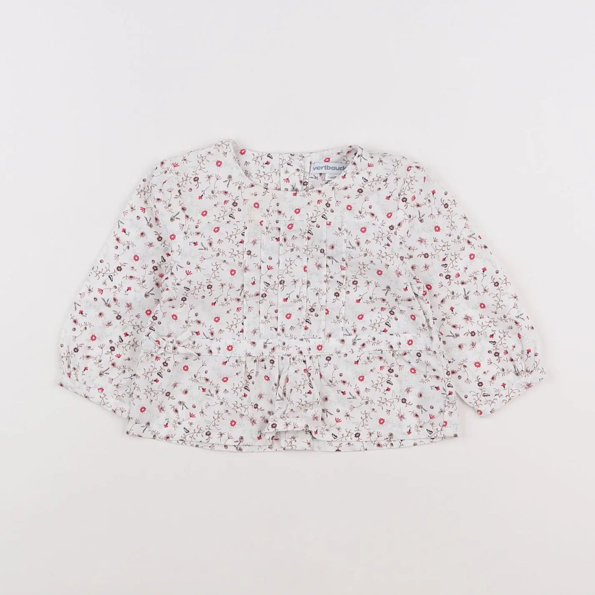 Vertbaudet - blouse blanc, rose - 9 mois
